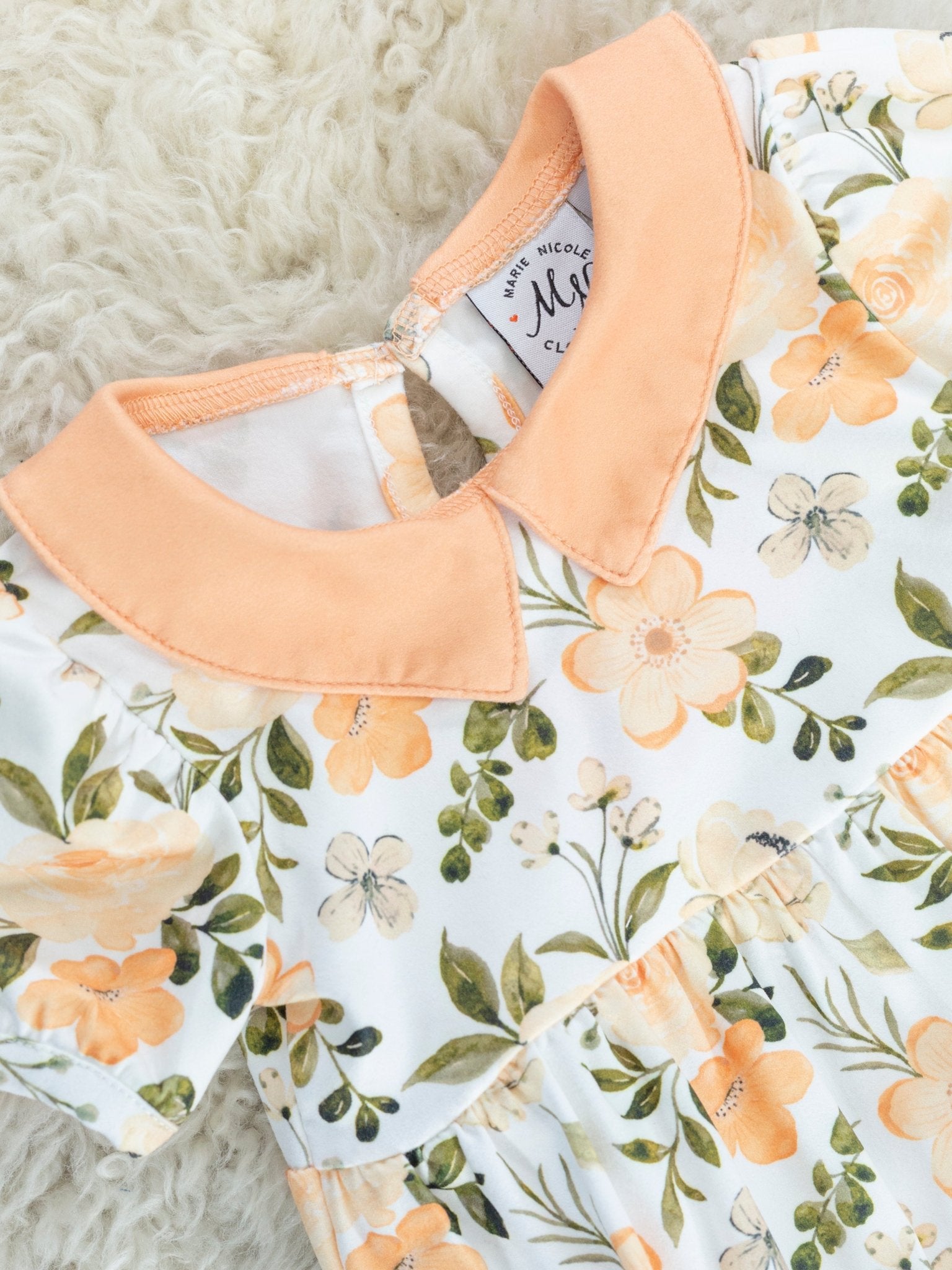 Pastel Orange Rose Vintage Romper - Marie Nicole Clothing