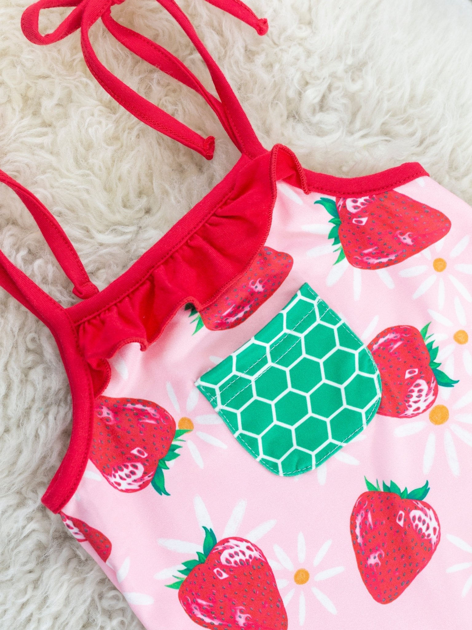 Floral Strawberry Ruffle Romper - Marie Nicole Clothing