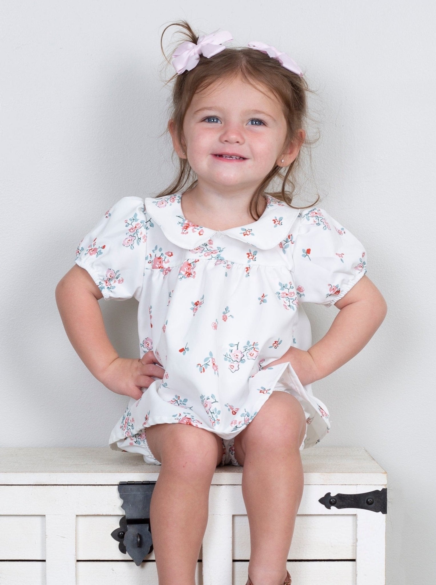 White Floral Vintage Top & Bloomers Outfit - Marie Nicole Clothing