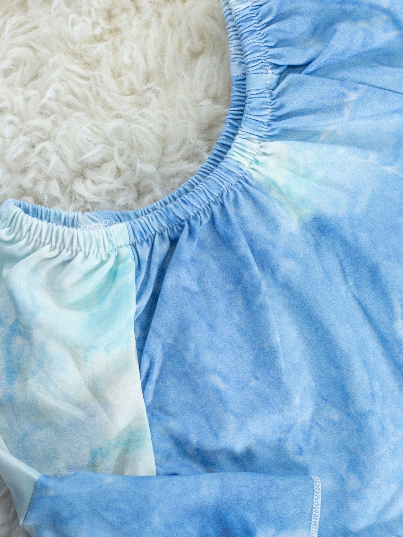 Blue Tie Dye Bell Sleeve Romper - Marie Nicole Clothing