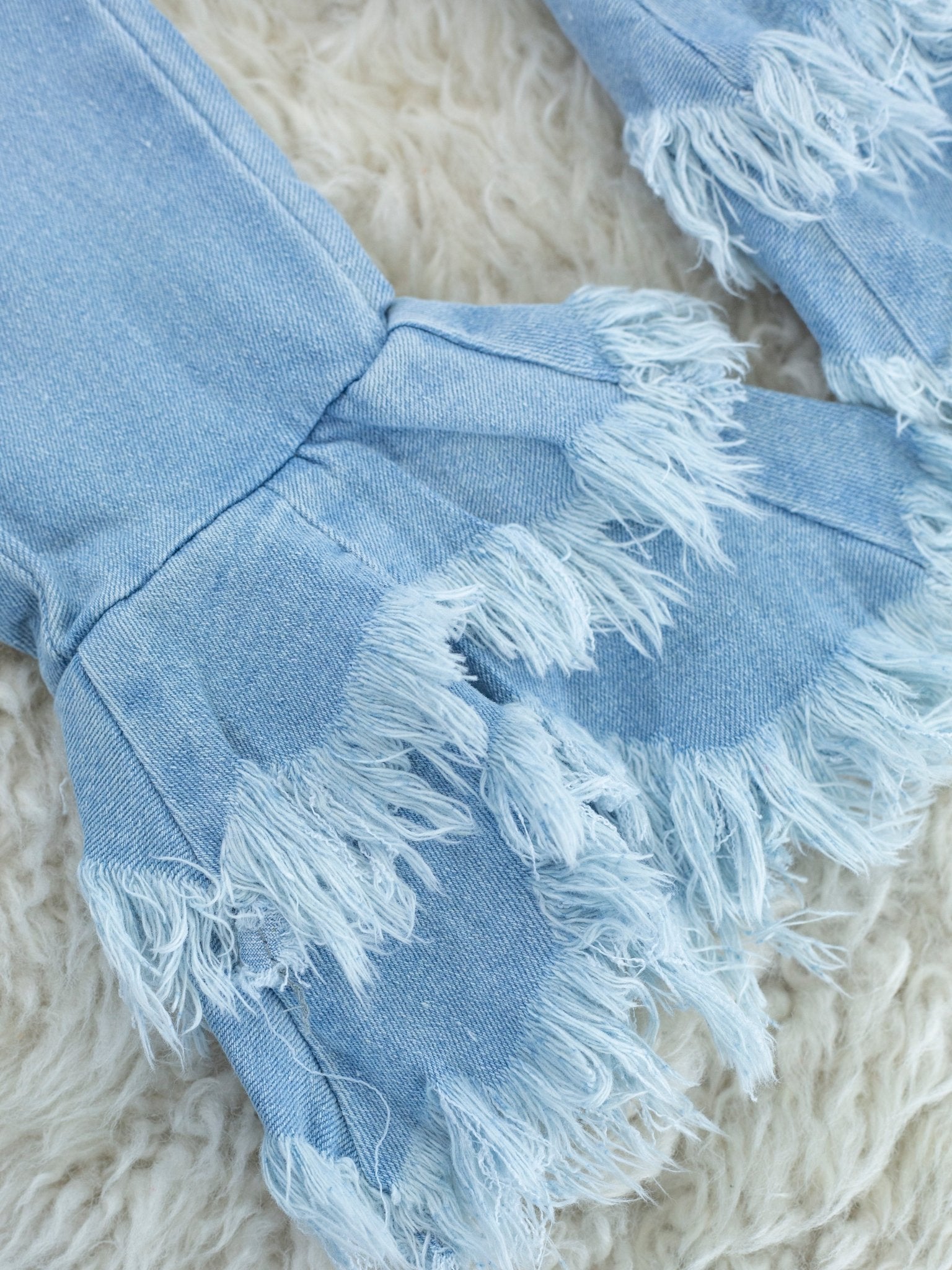 Layered Distressed Denim Bell Bottoms - Marie Nicole Clothing