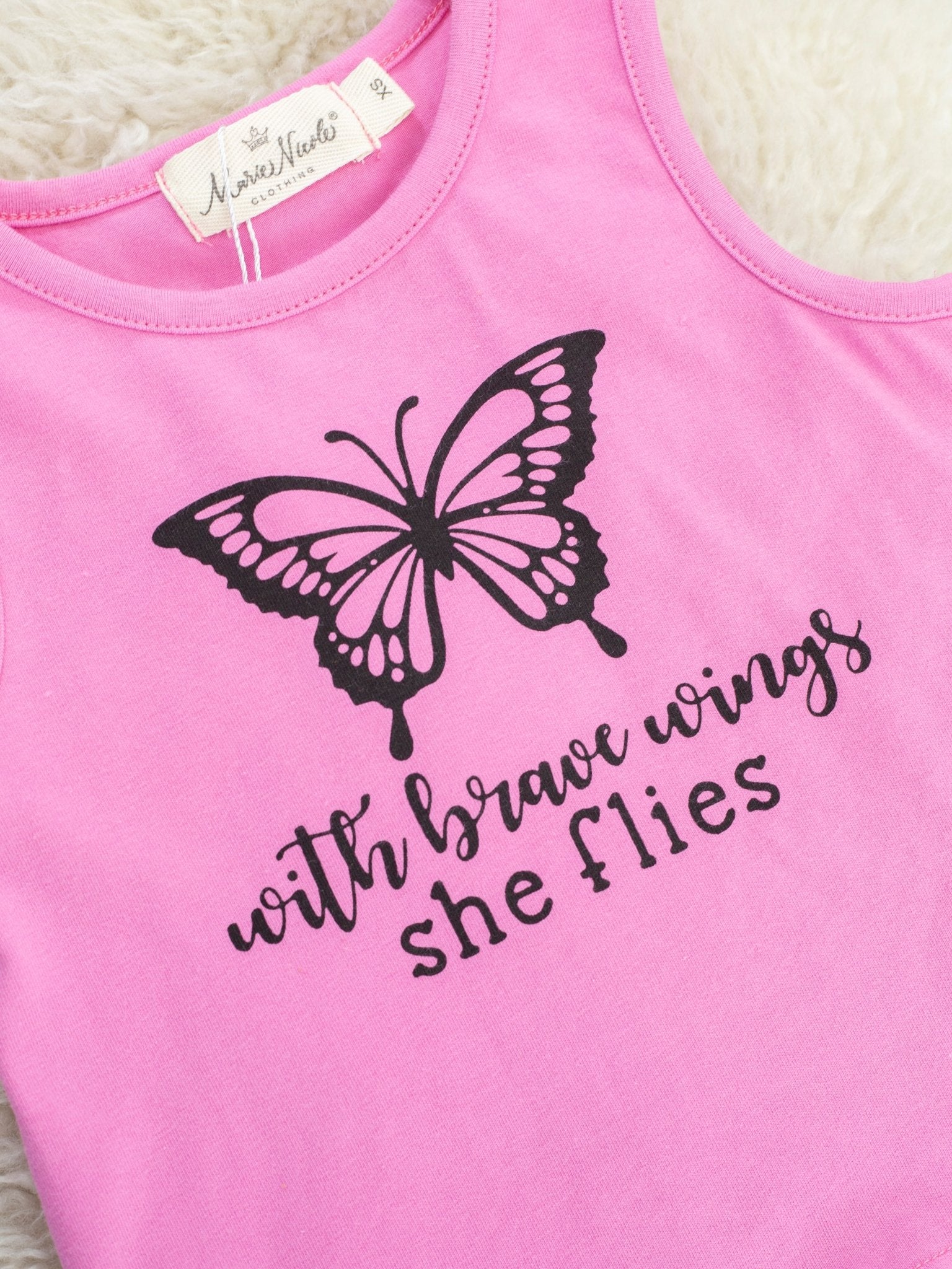 Fuchsia "She Flies" Butterfly Bell Bottom Outfit - Marie Nicole Clothing