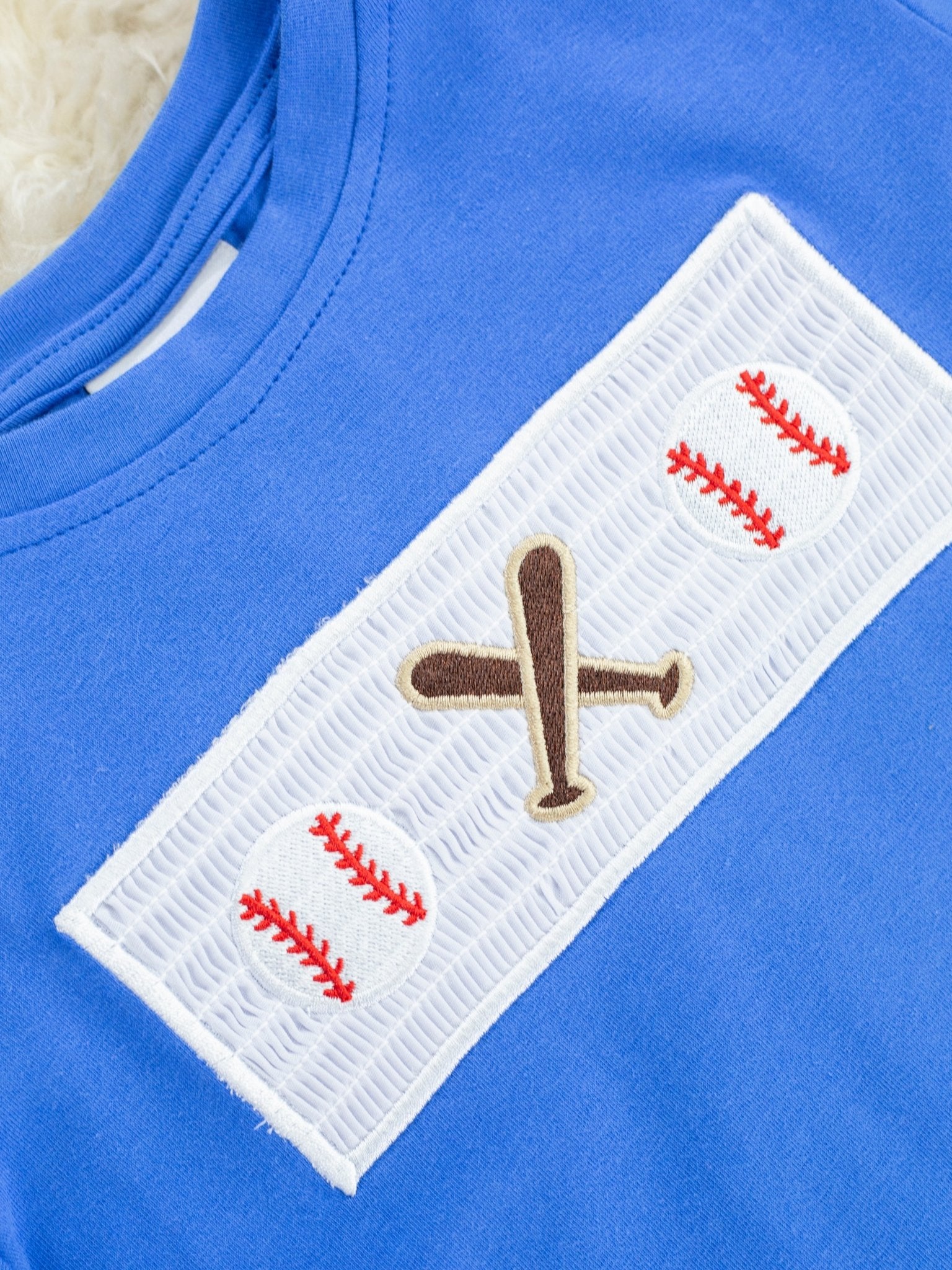Royal Blue Smocked Baseball Shirt - Marie Nicole Clothing