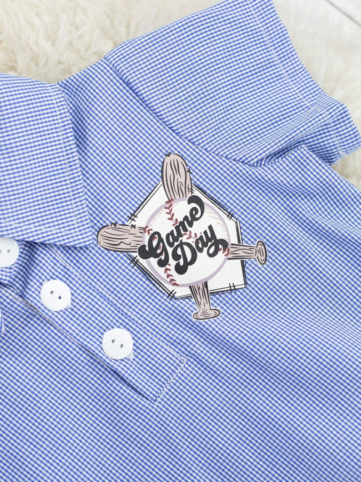 Blue "Game Day" Polo Romper - Marie Nicole Clothing