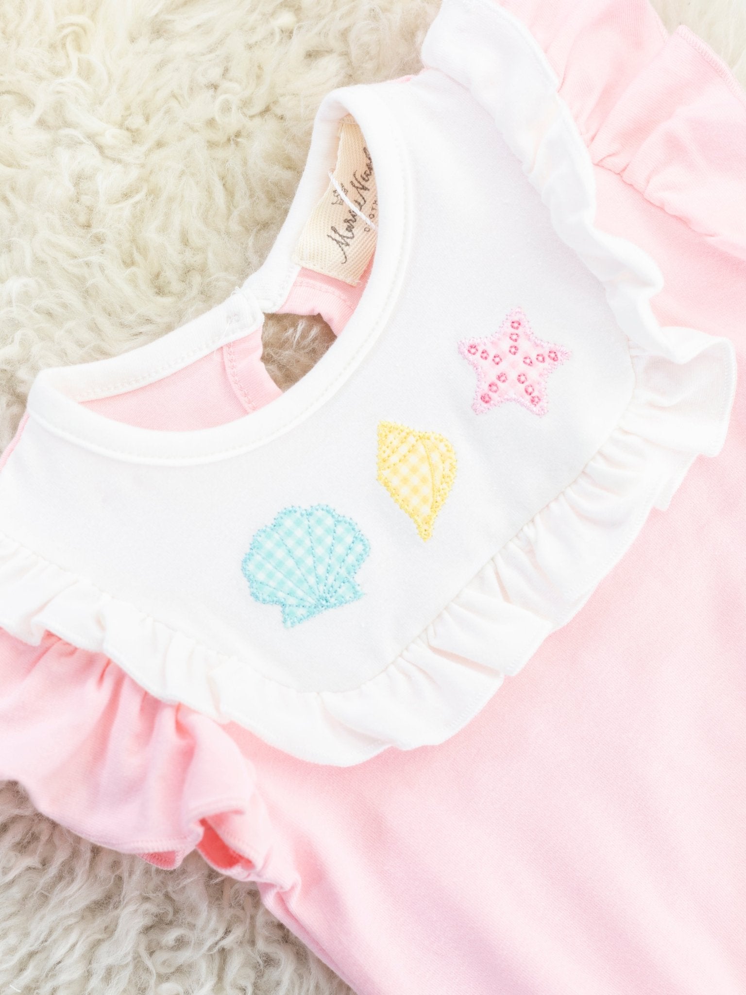 Pink Seashell Bib Collar Romper - Marie Nicole Clothing