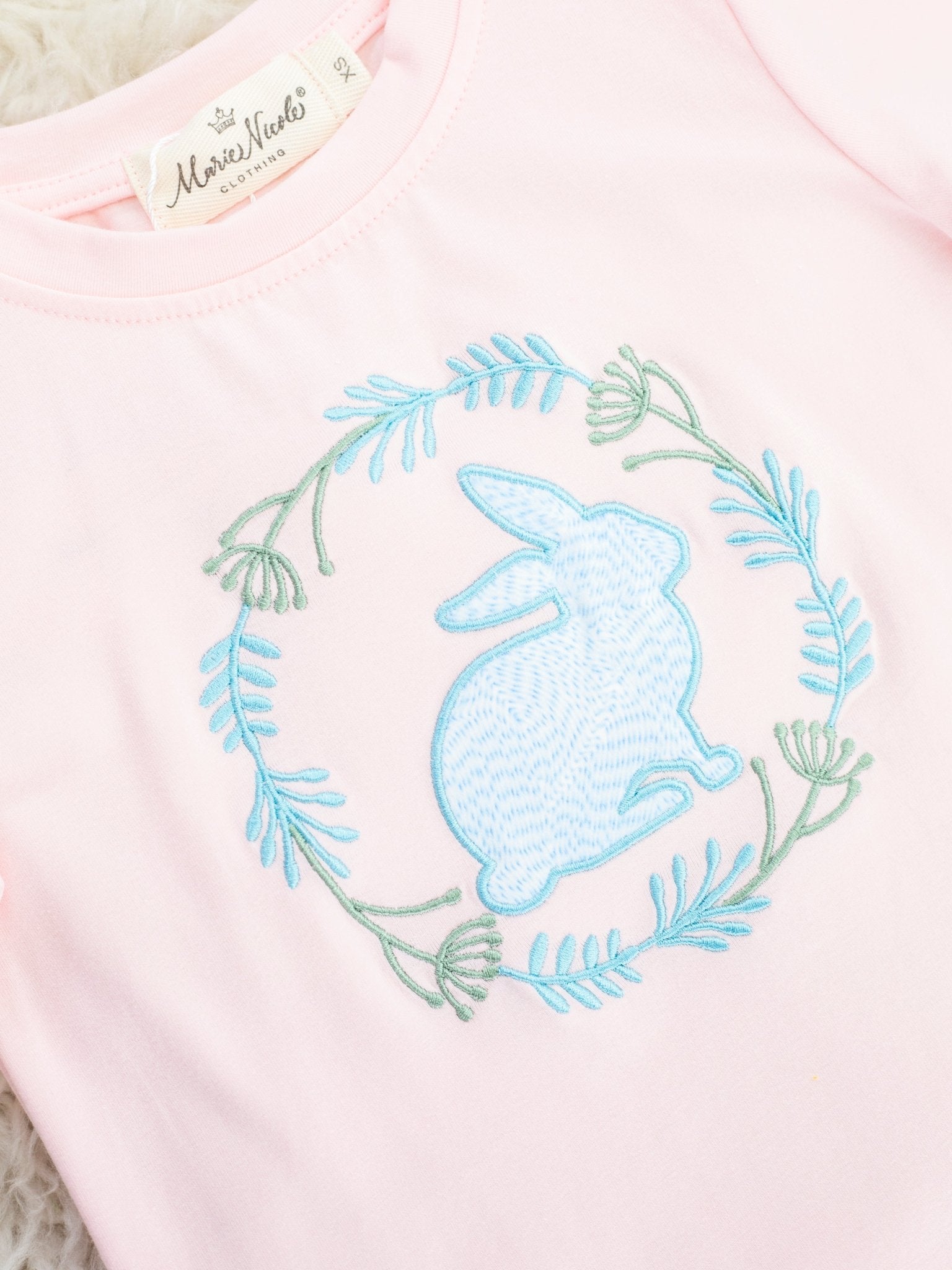 Blush & Blue Bunny Shirt - Marie Nicole Clothing