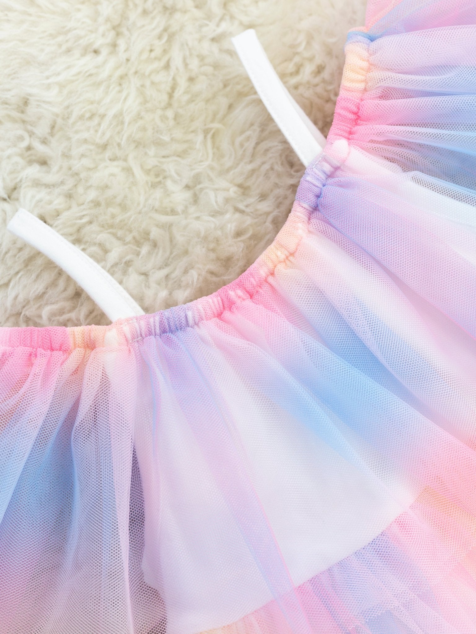 Pastel Rainbow Tiered Tulle Dress - Marie Nicole Clothing
