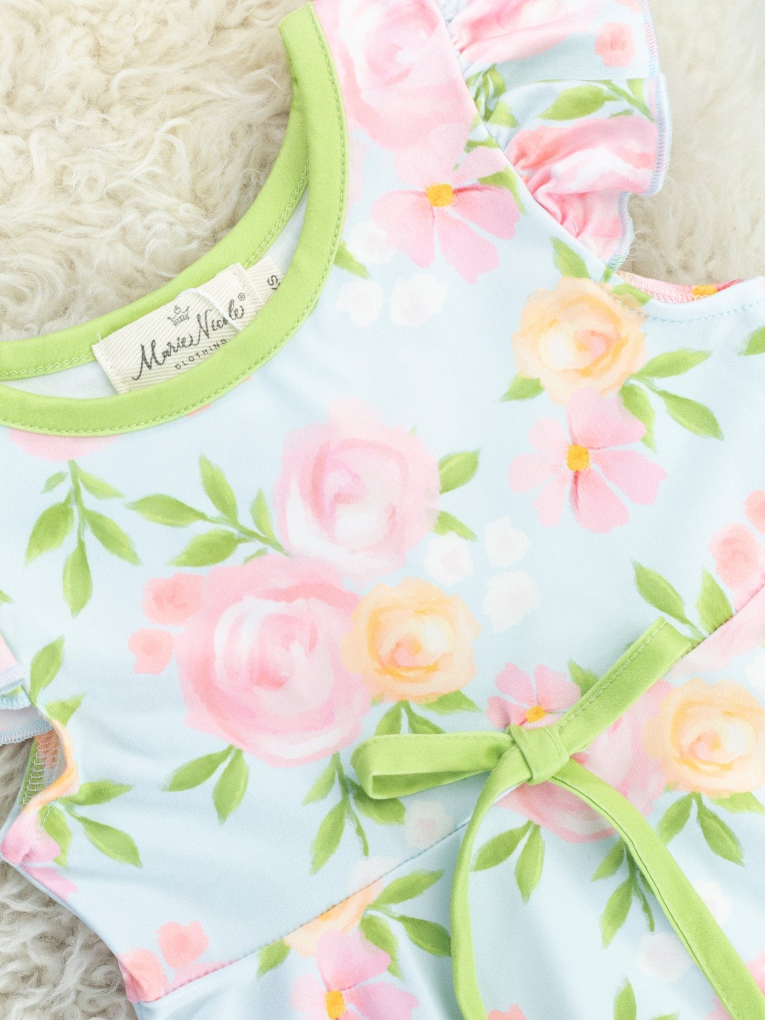 Peach Rose Flutter Sleeve Swing Dress - Marie Nicole Clothing