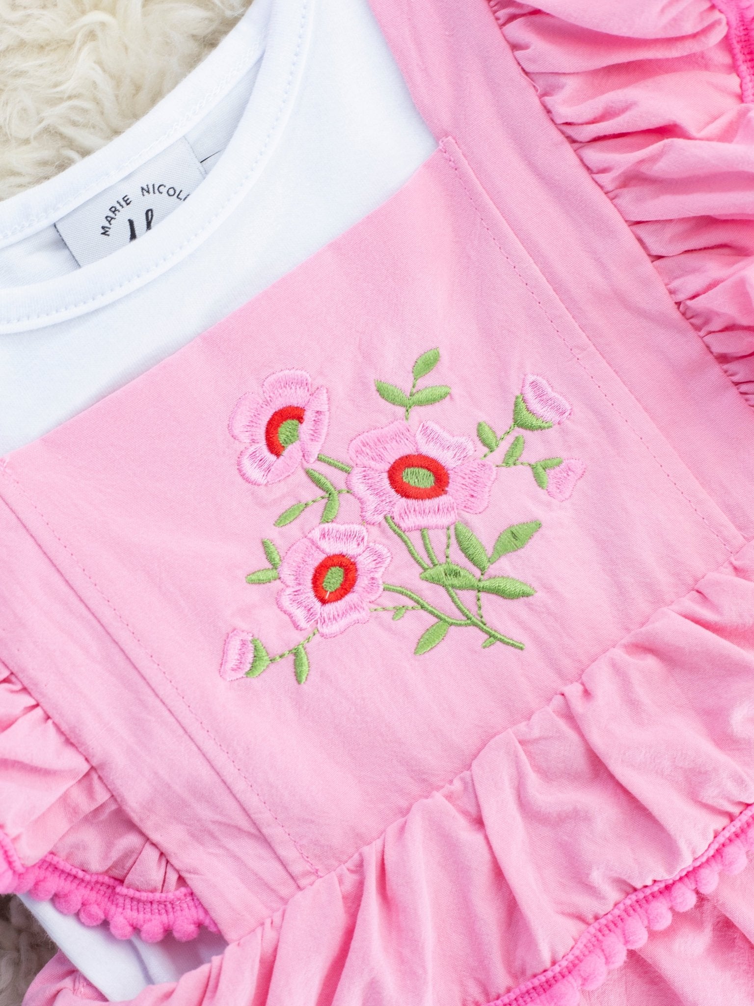 Pink Poppy Flutter Sleeve Ruffle Dress - Marie Nicole Clothing