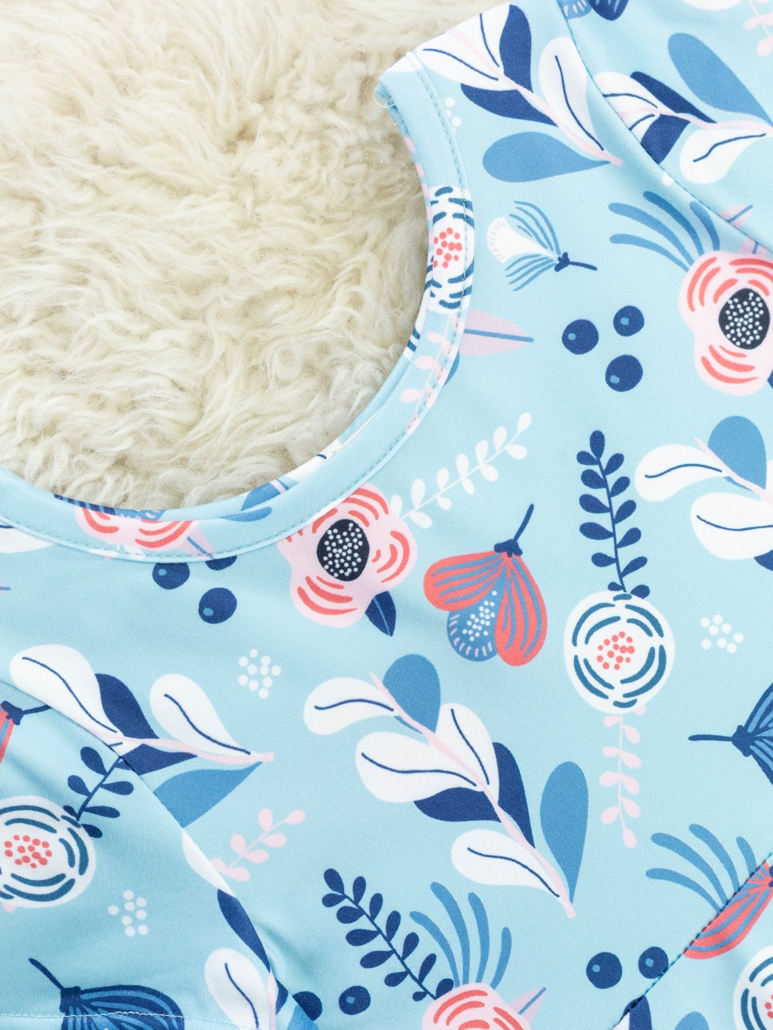 Baby Blue Floral Swing Dress - Marie Nicole Clothing