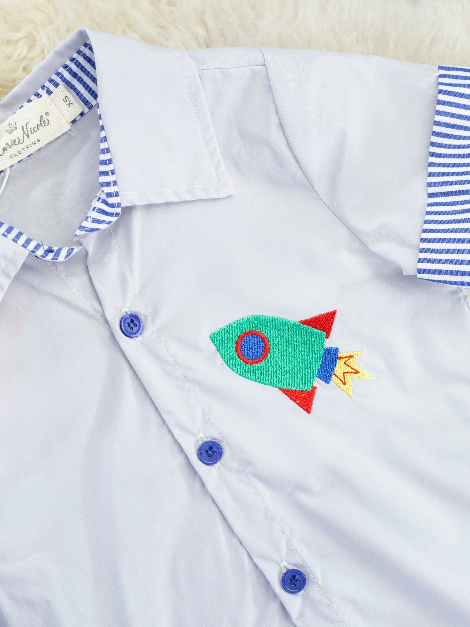 Grey Space Robot Polo - Marie Nicole Clothing