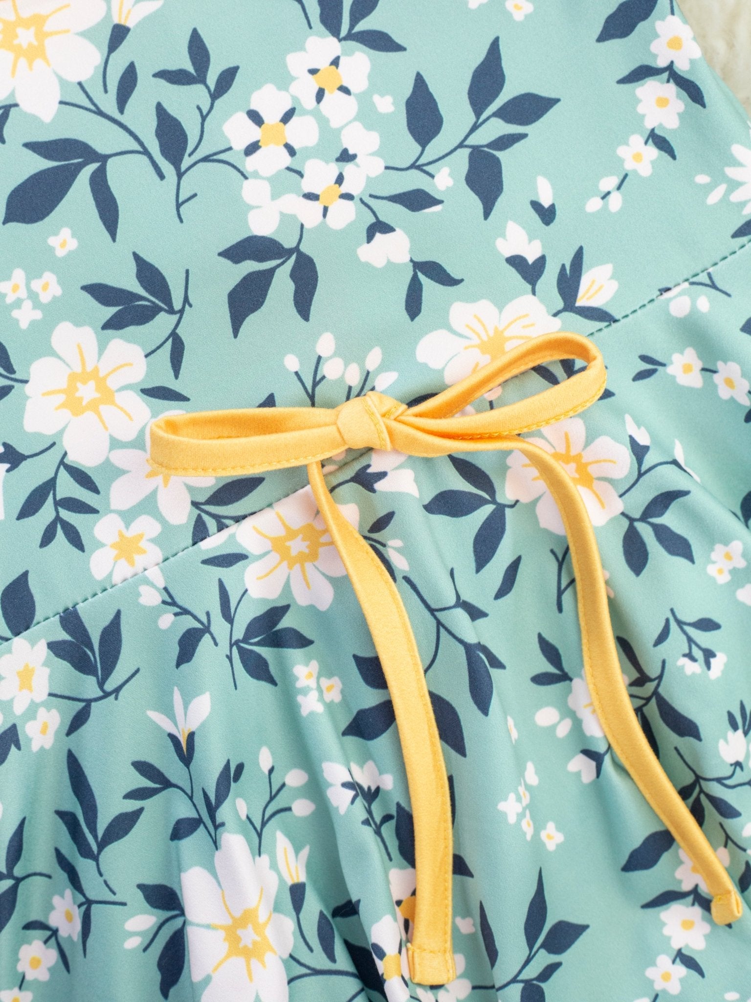 Turquoise Floral Ruffle Dress - Marie Nicole Clothing