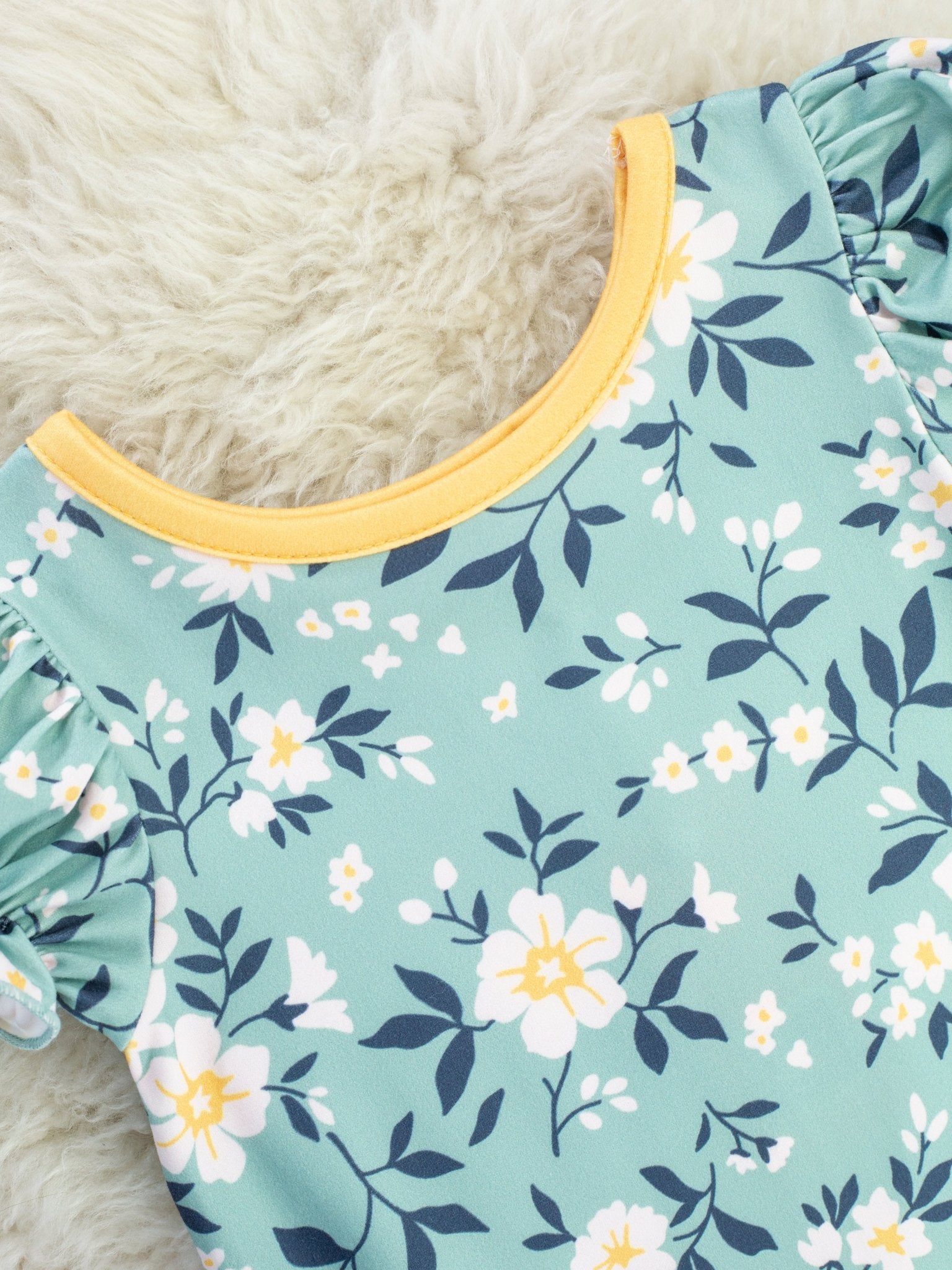 Turquoise Floral Ruffle Romper - Marie Nicole Clothing