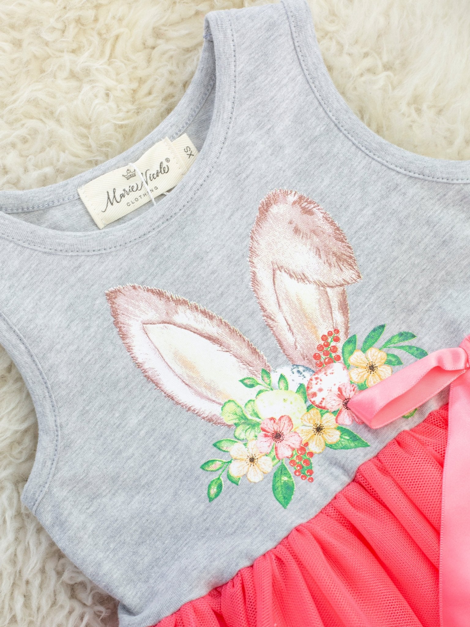 Floral Bunny Ears Tulle Dress - Marie Nicole Clothing