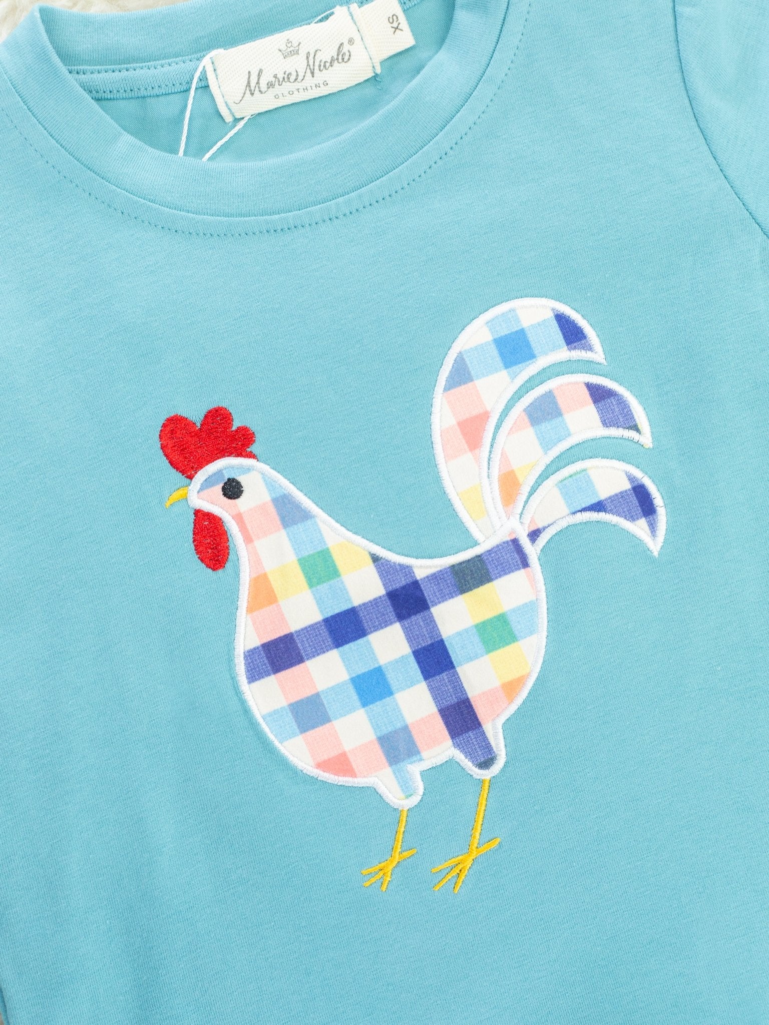 Teal Gingham Chicken Outfit - Marie Nicole Clothing