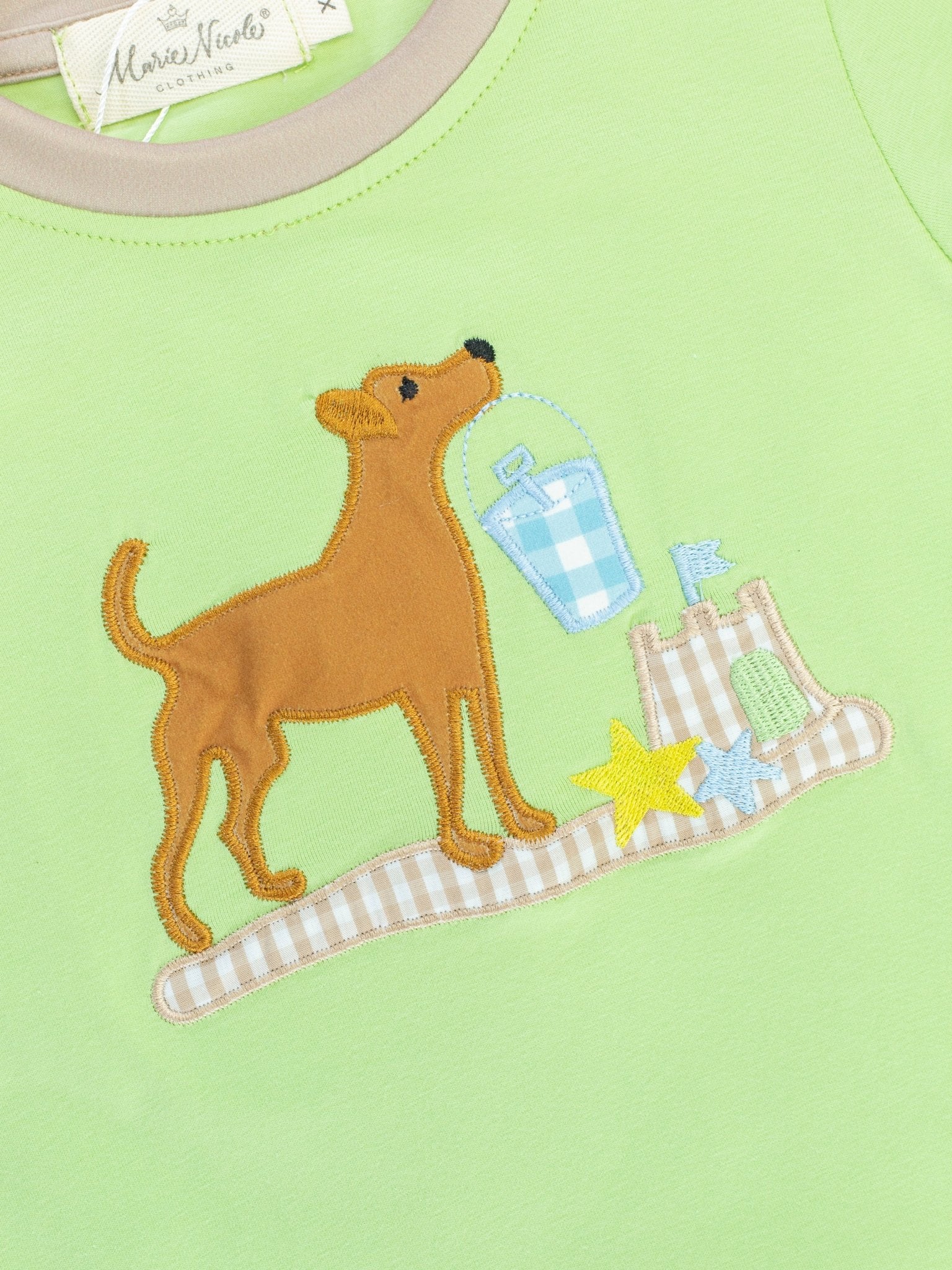 Lime Dog Gingham Outfit - Marie Nicole Clothing