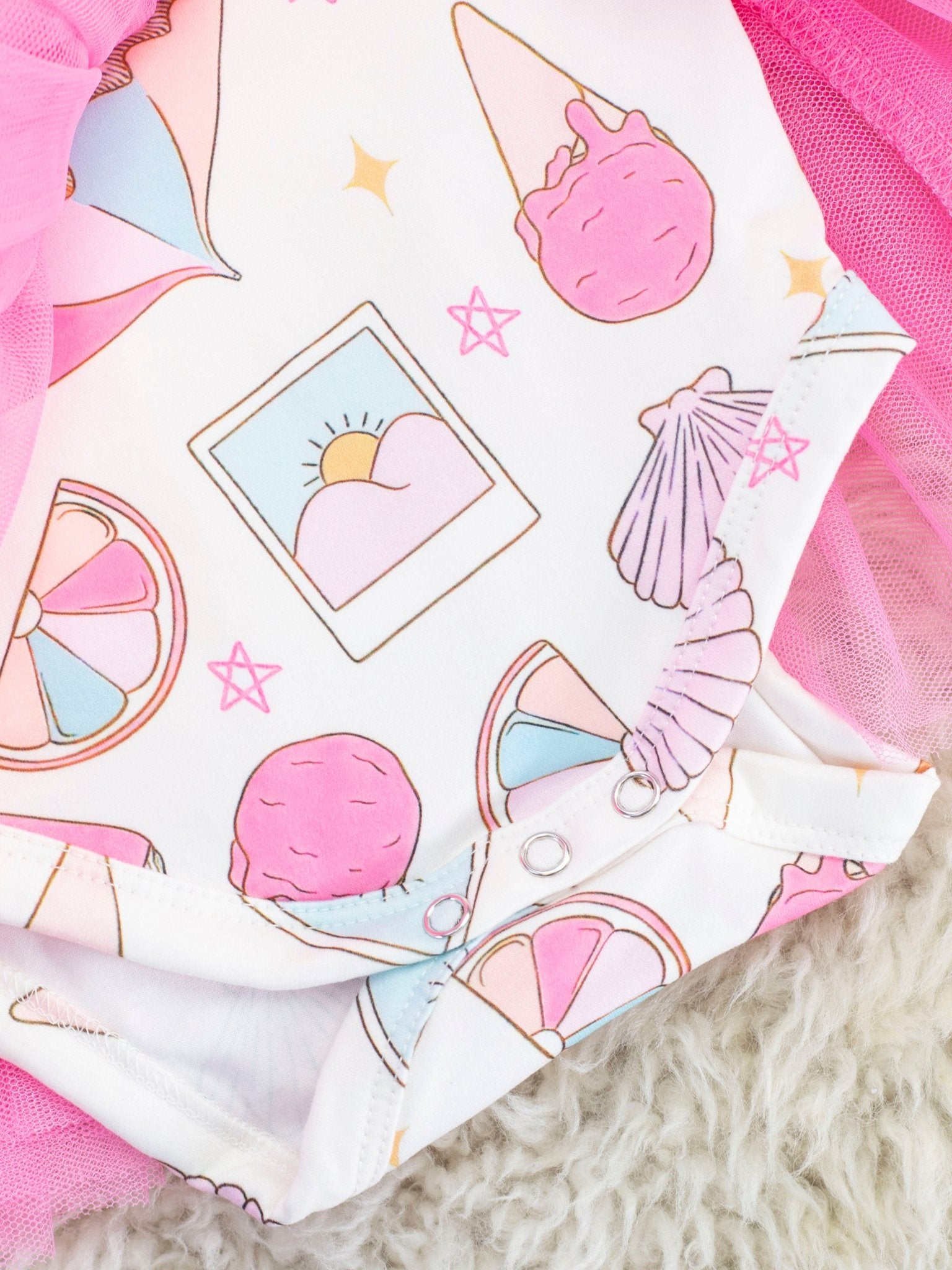 Hot Pink Beach Day Tulle Dressy Bubble Romper - Marie Nicole Clothing