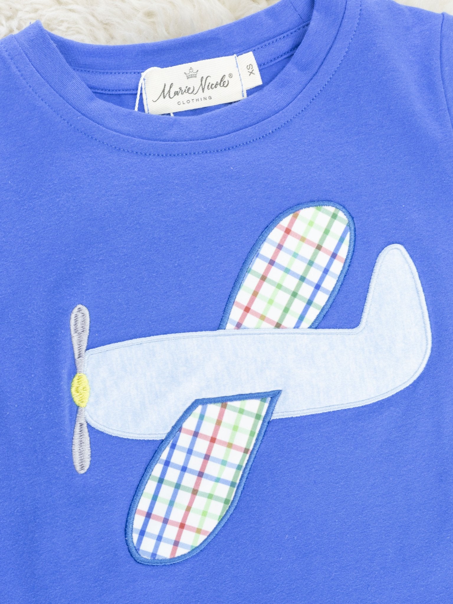 Blue Plaid Airplane Outfit - Marie Nicole Clothing