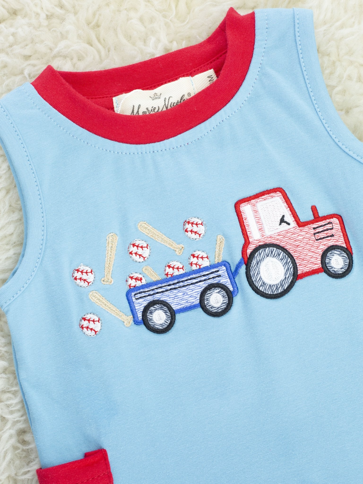 Striped Baseball Truck Romper - Marie Nicole Clothing