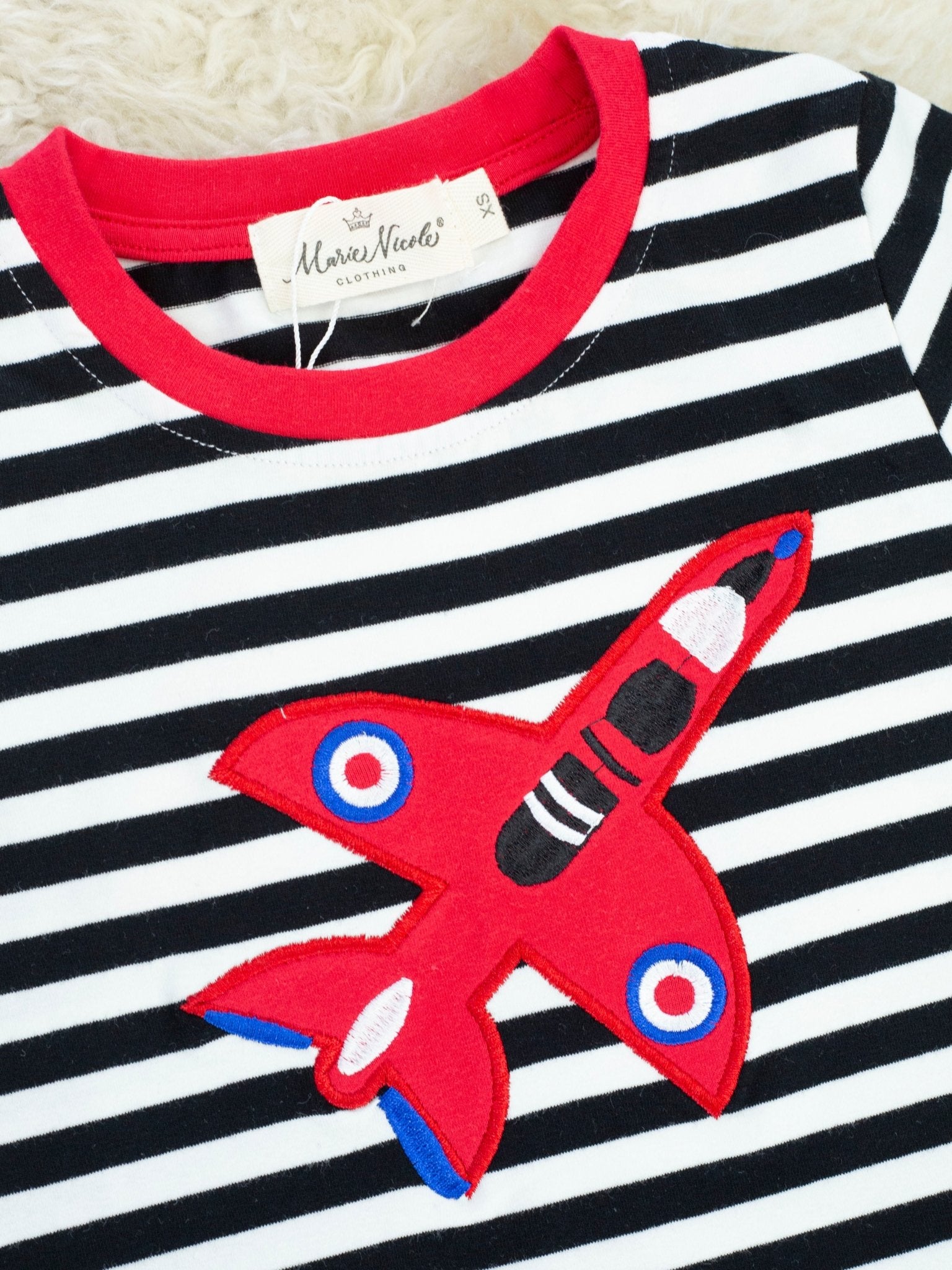 Striped Red Jet Shirt - Marie Nicole Clothing