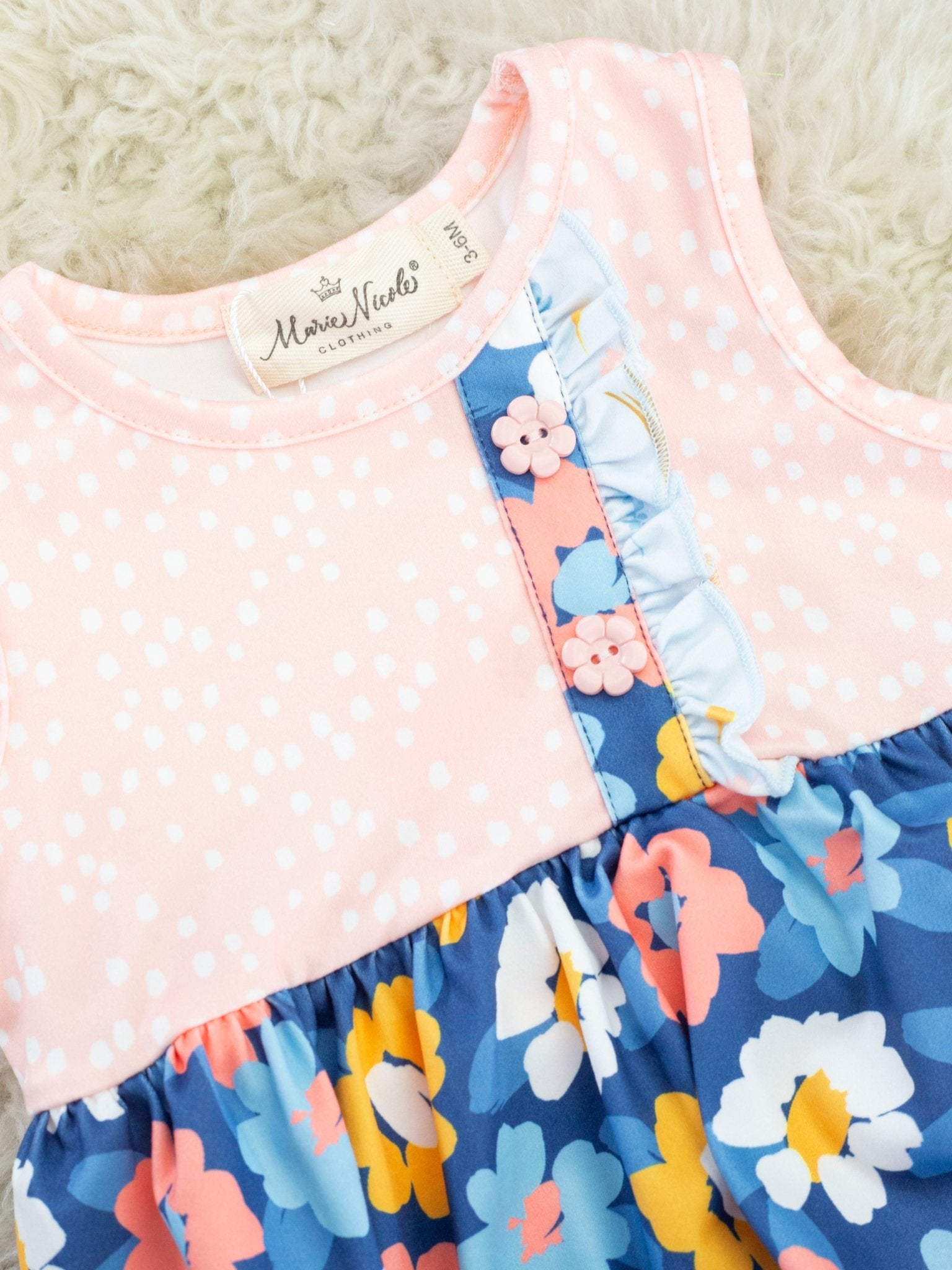 Navy Dahlia Ruffle Dressy Bubble Romper - Marie Nicole Clothing
