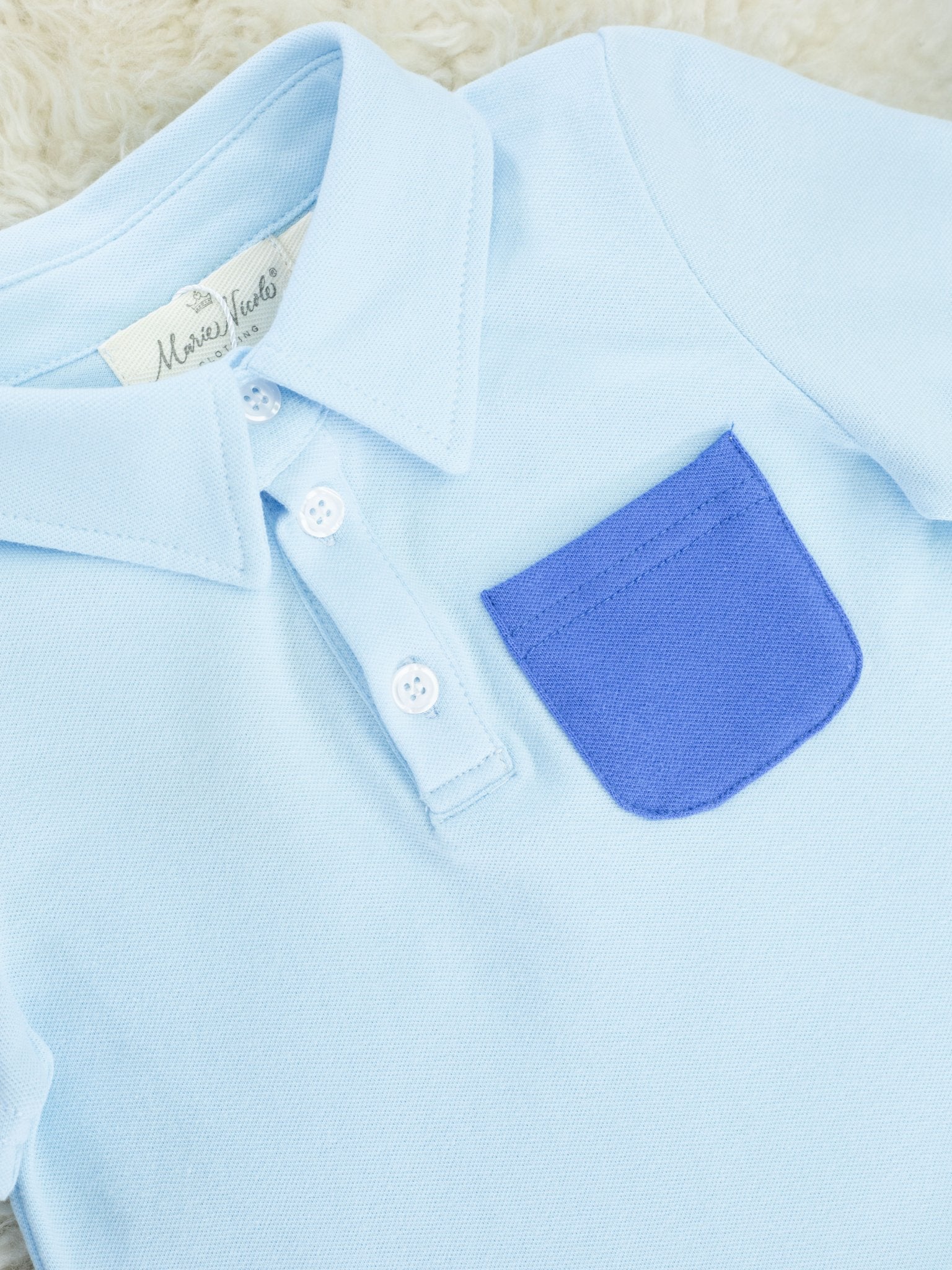Navy Dahlia Pocket Polo - Marie Nicole Clothing