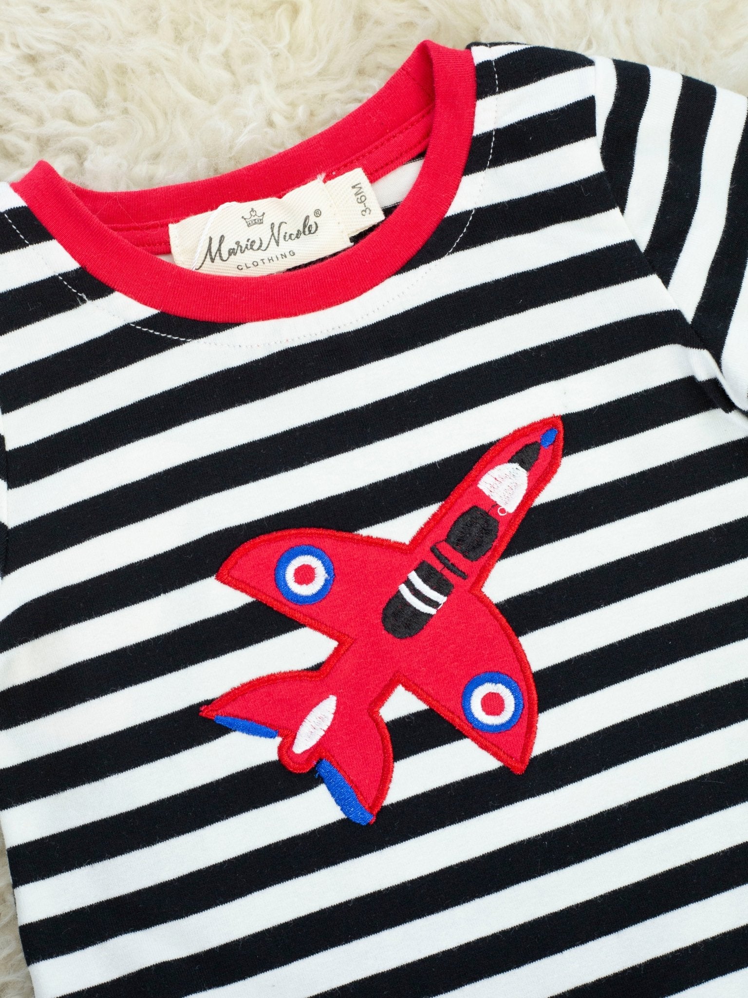 Striped Red Jet Romper - Marie Nicole Clothing