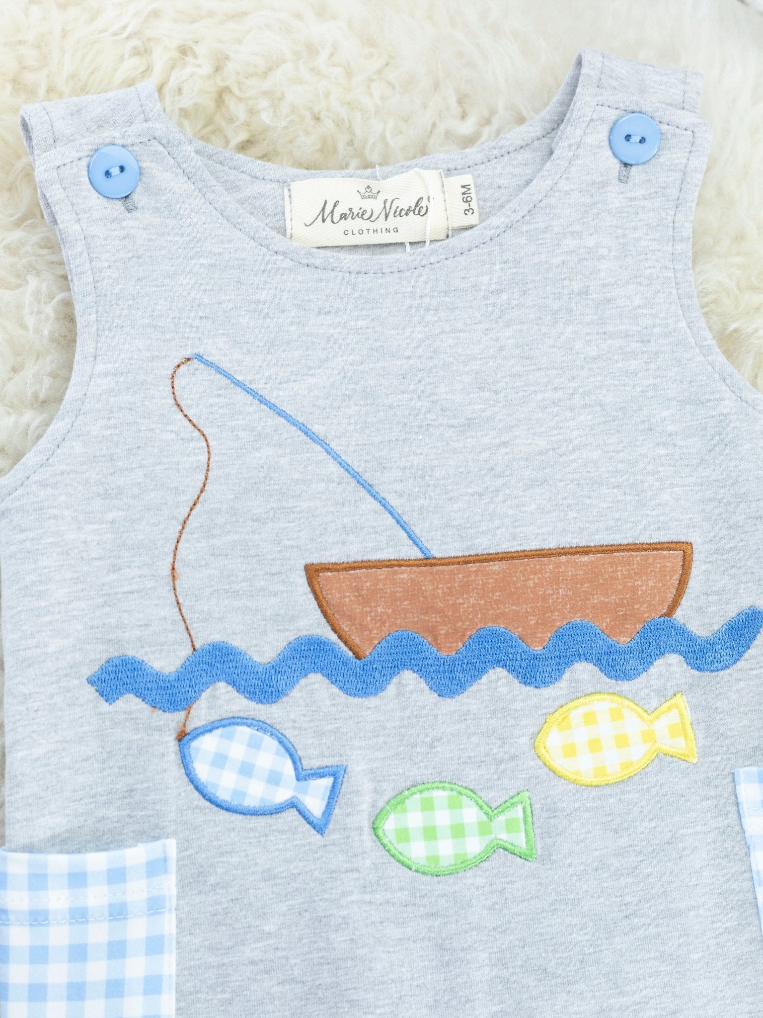 Blue Gingham Fishing Johnny - Marie Nicole Clothing