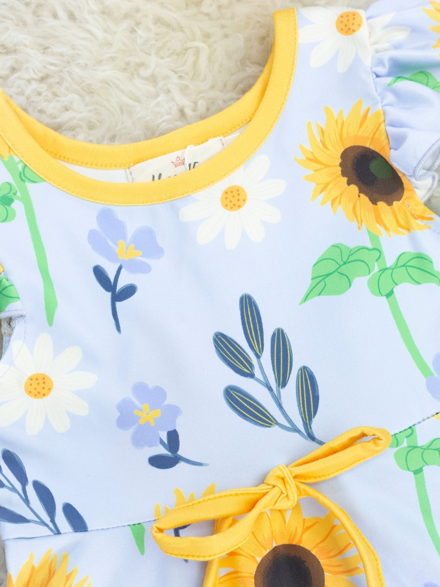 Sunflower Flutter Sleeve Swing Dress - Marie Nicole Clothing