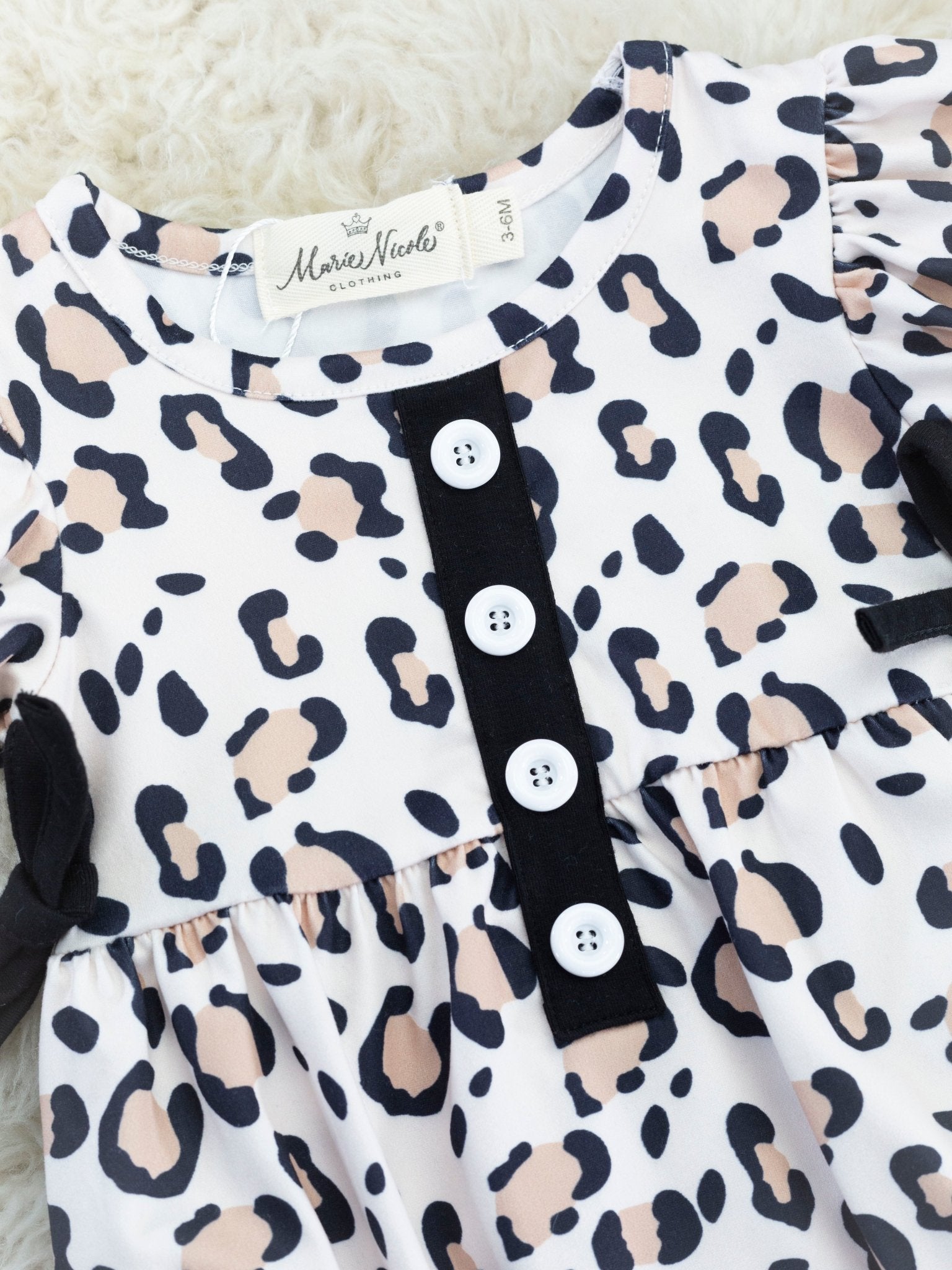Cream Leopard Ruffle Bubble Romper - Marie Nicole Clothing