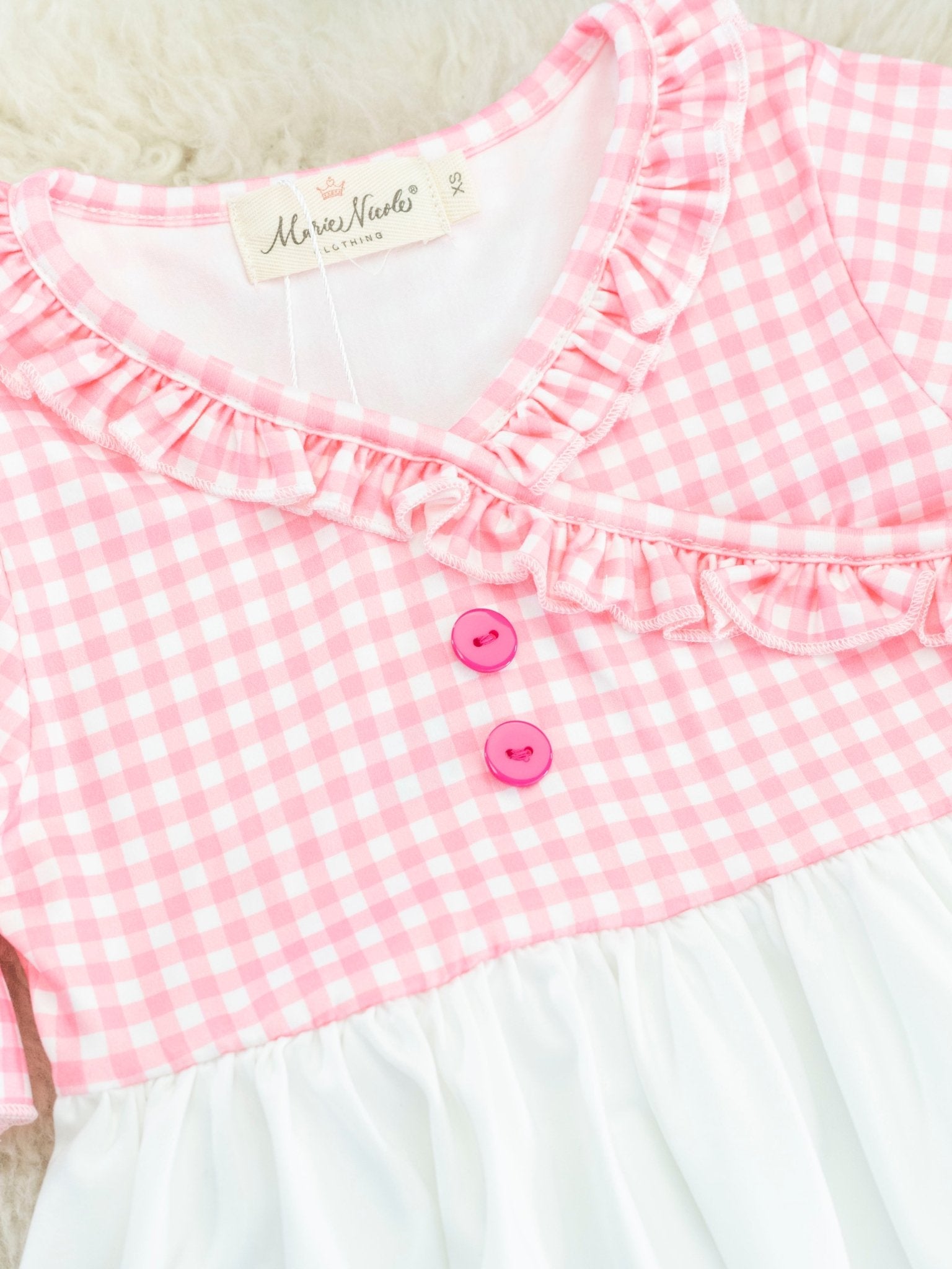 Pink Gingham Garden Ruffle Dress - Marie Nicole Clothing