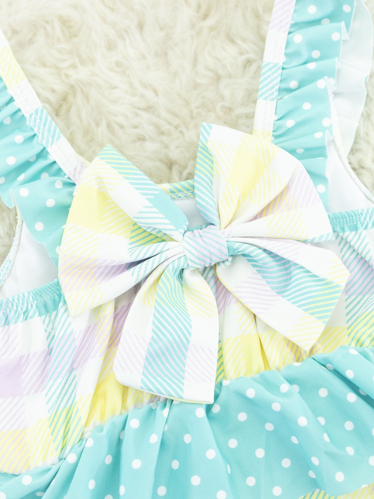 Pastel Plaid One - Piece Ruffle Swimsuit - Marie Nicole Clothing