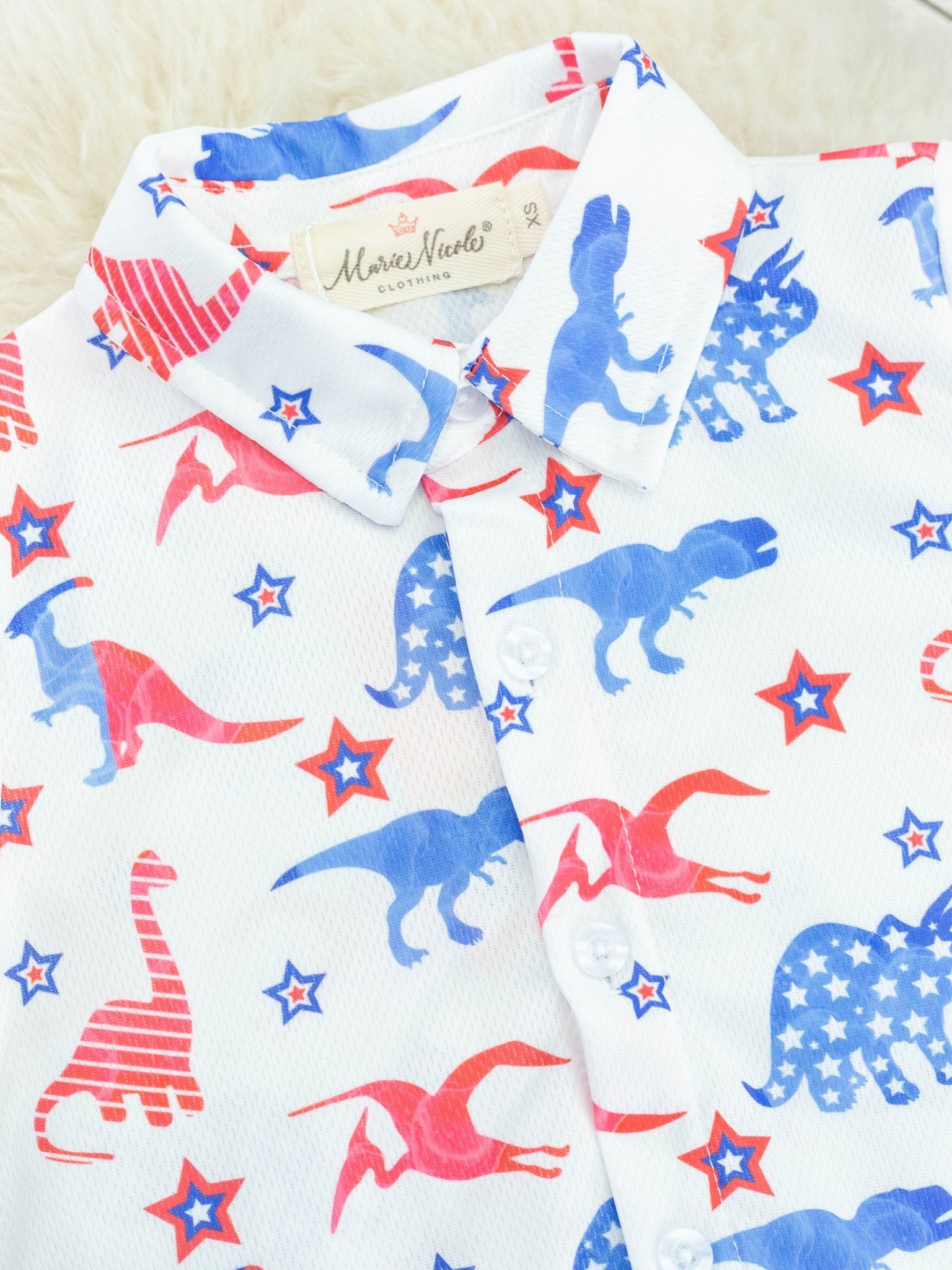 Patriotic Dinosaur Polo - Marie Nicole Clothing