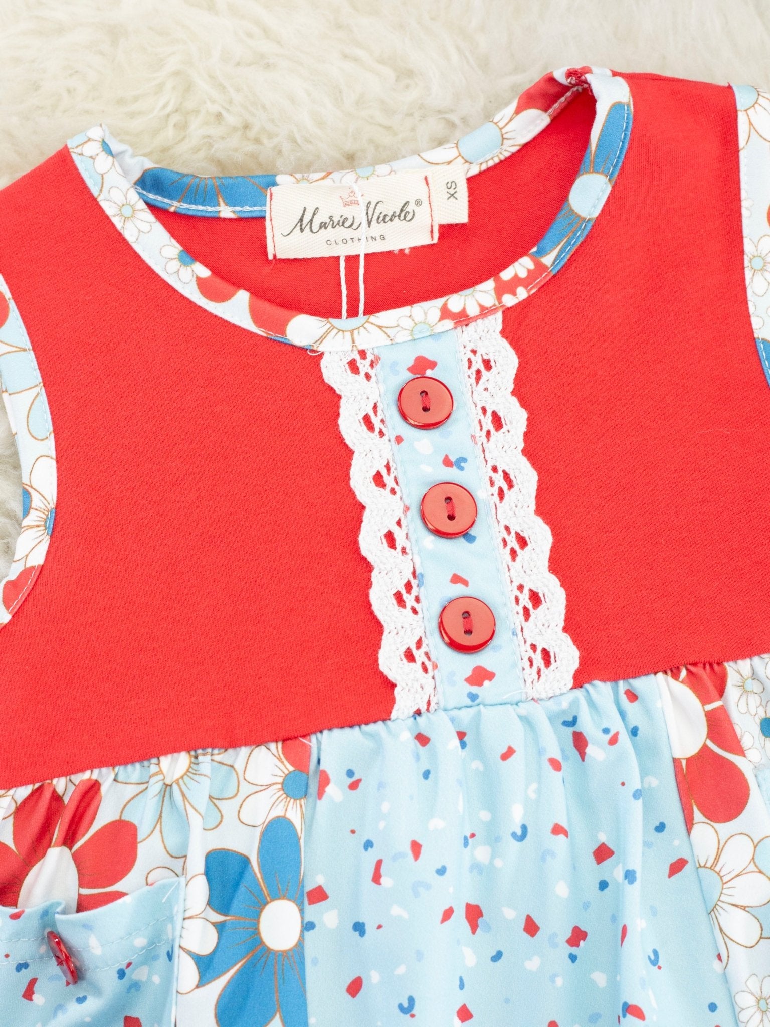 Patriotic Floral Ruffle Outfit - Marie Nicole Clothing