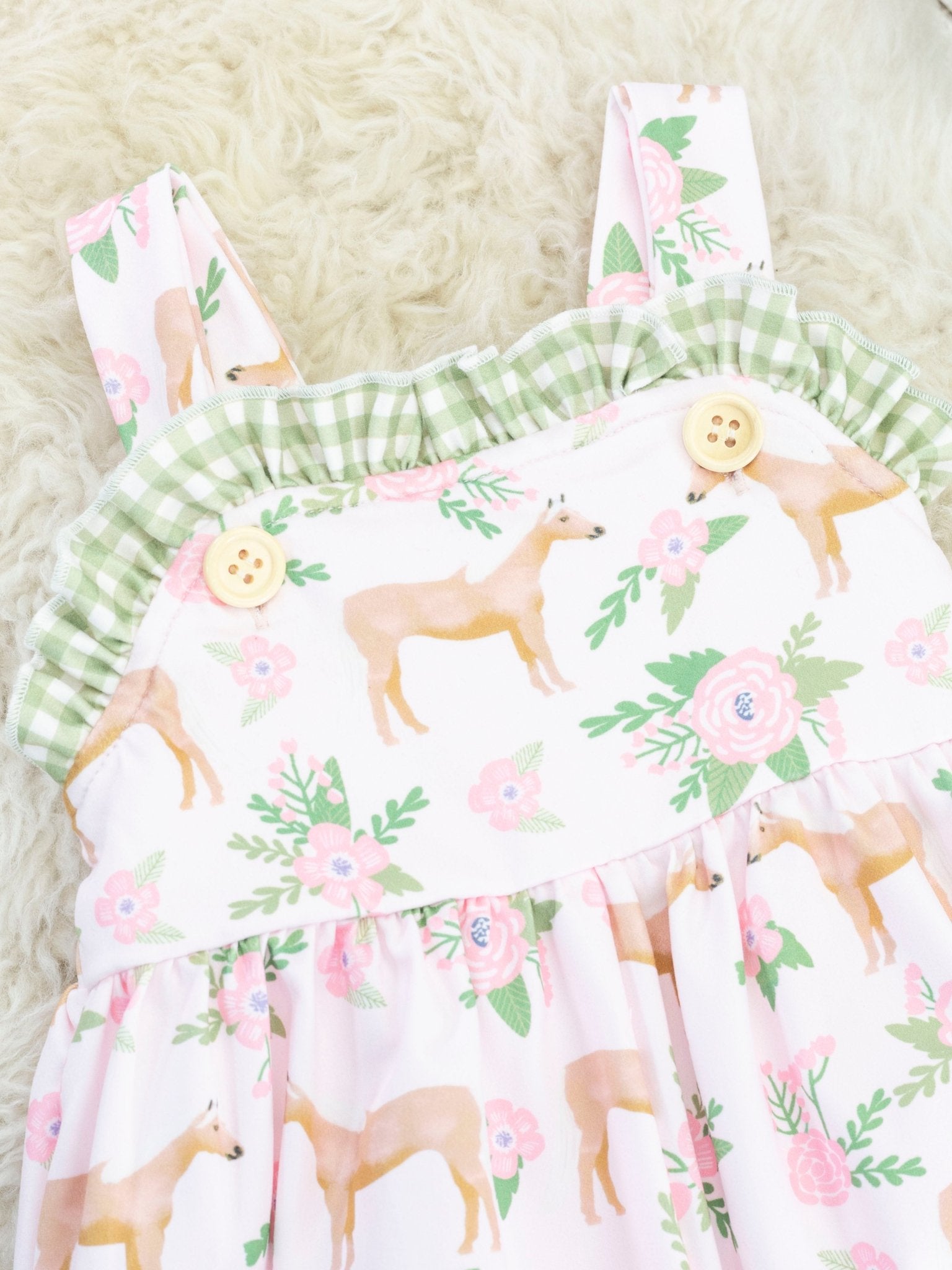 Sage Floral Horse Romper - Marie Nicole Clothing