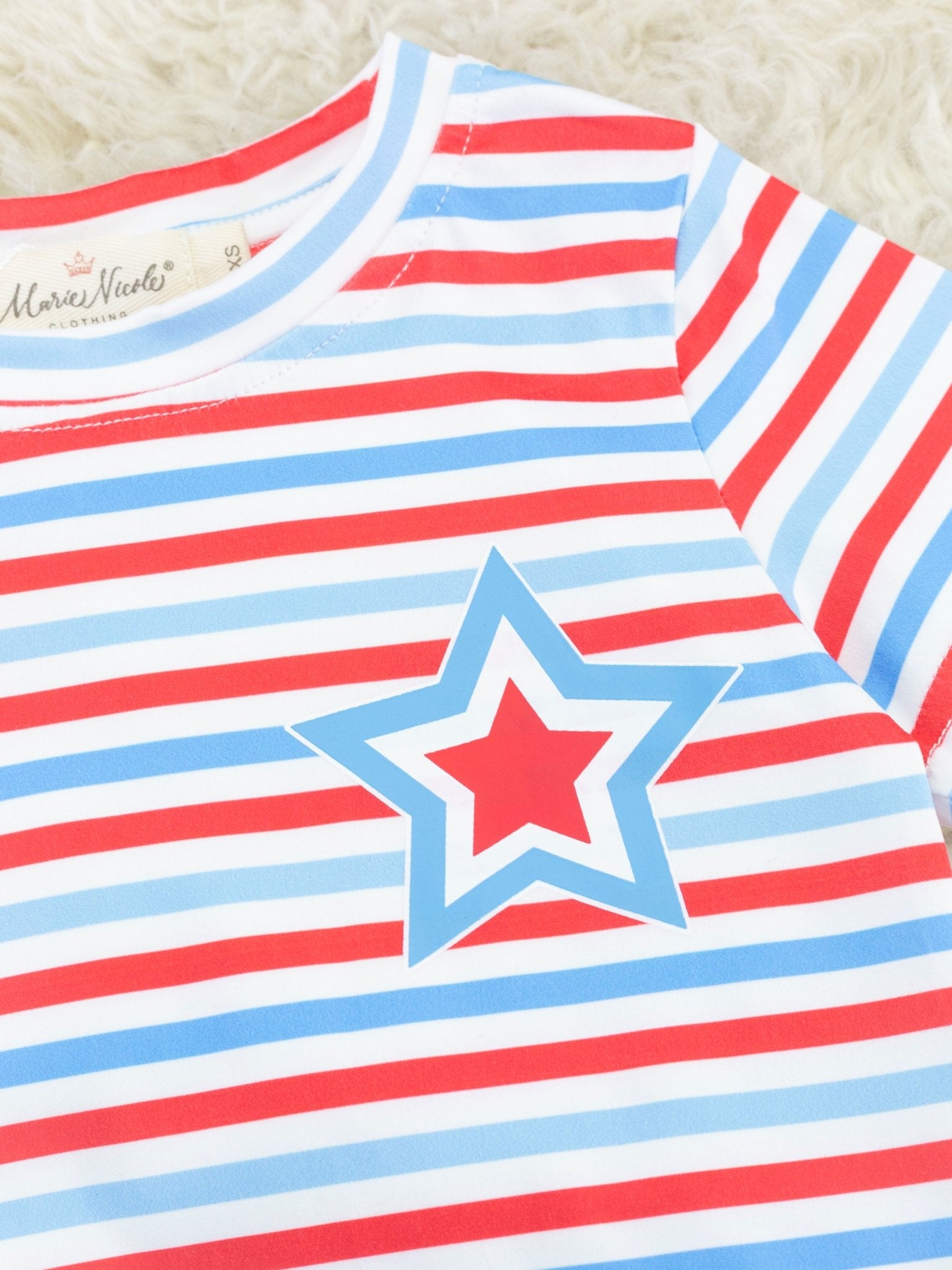 Patriotic Stripe Star Outfit - Marie Nicole Clothing