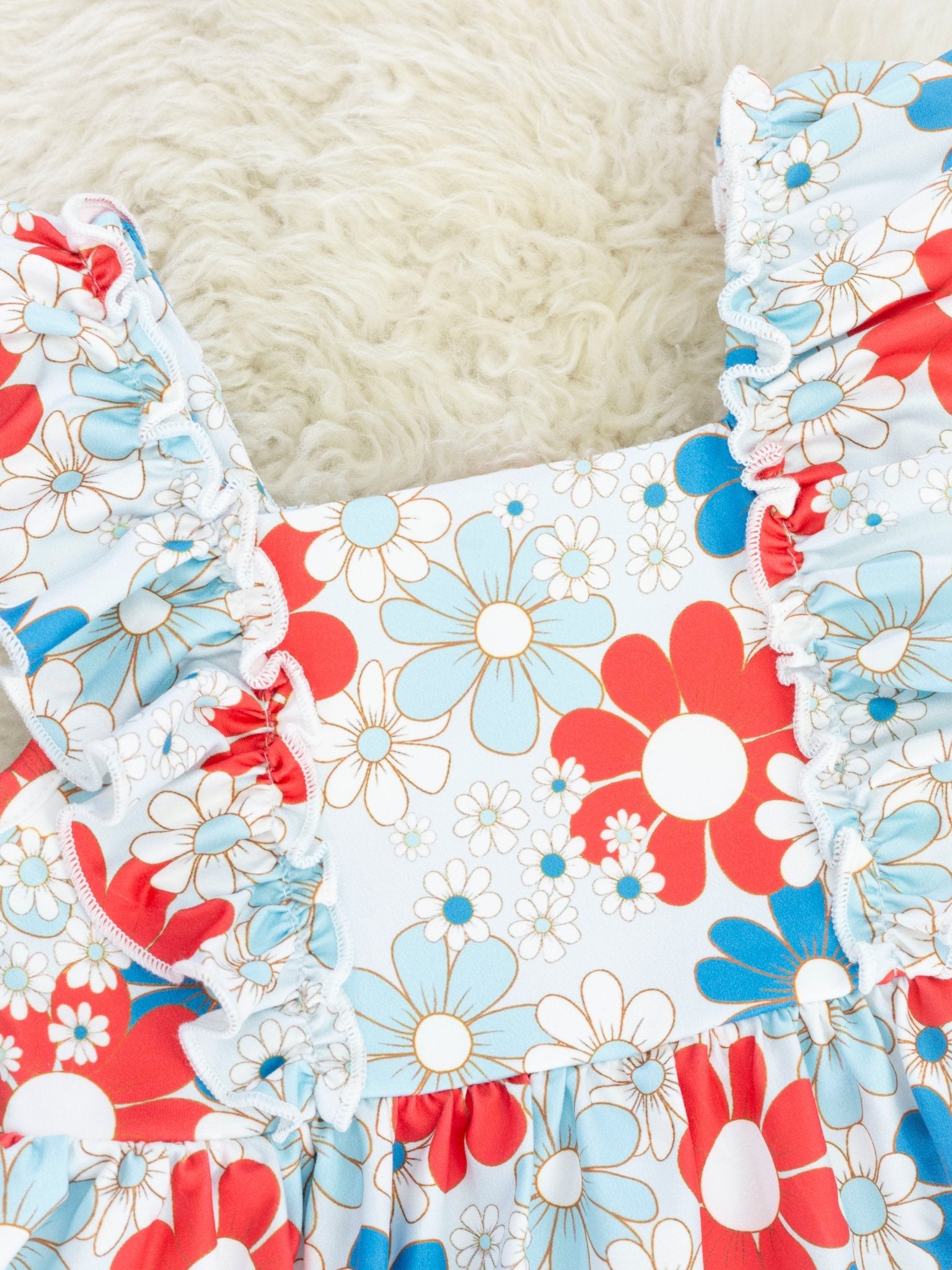 Patriotic Floral Ruffle Dress - Marie Nicole Clothing