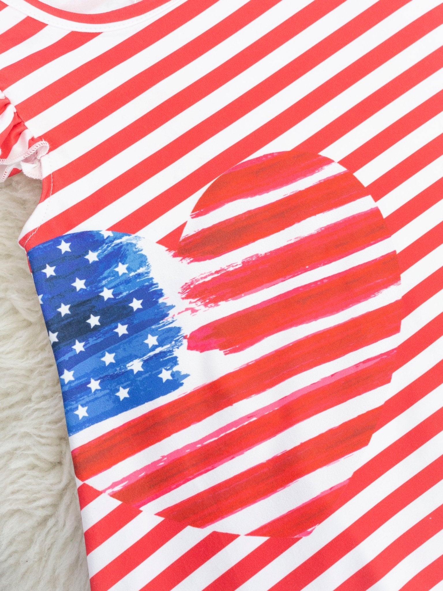 Patriotic Stripe Heart Ruffle Dress - Marie Nicole Clothing