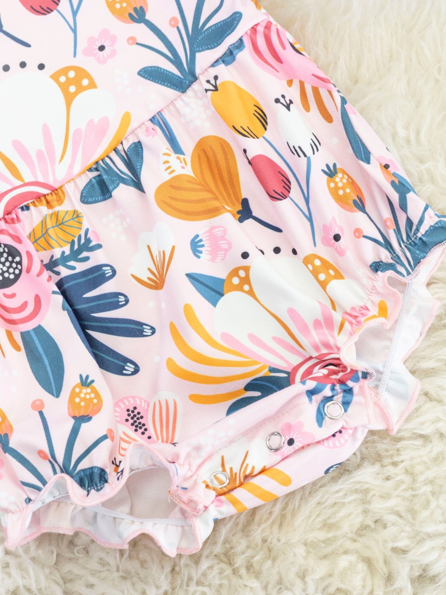 Pink Rose Ruffle Bubble Romper - Marie Nicole Clothing