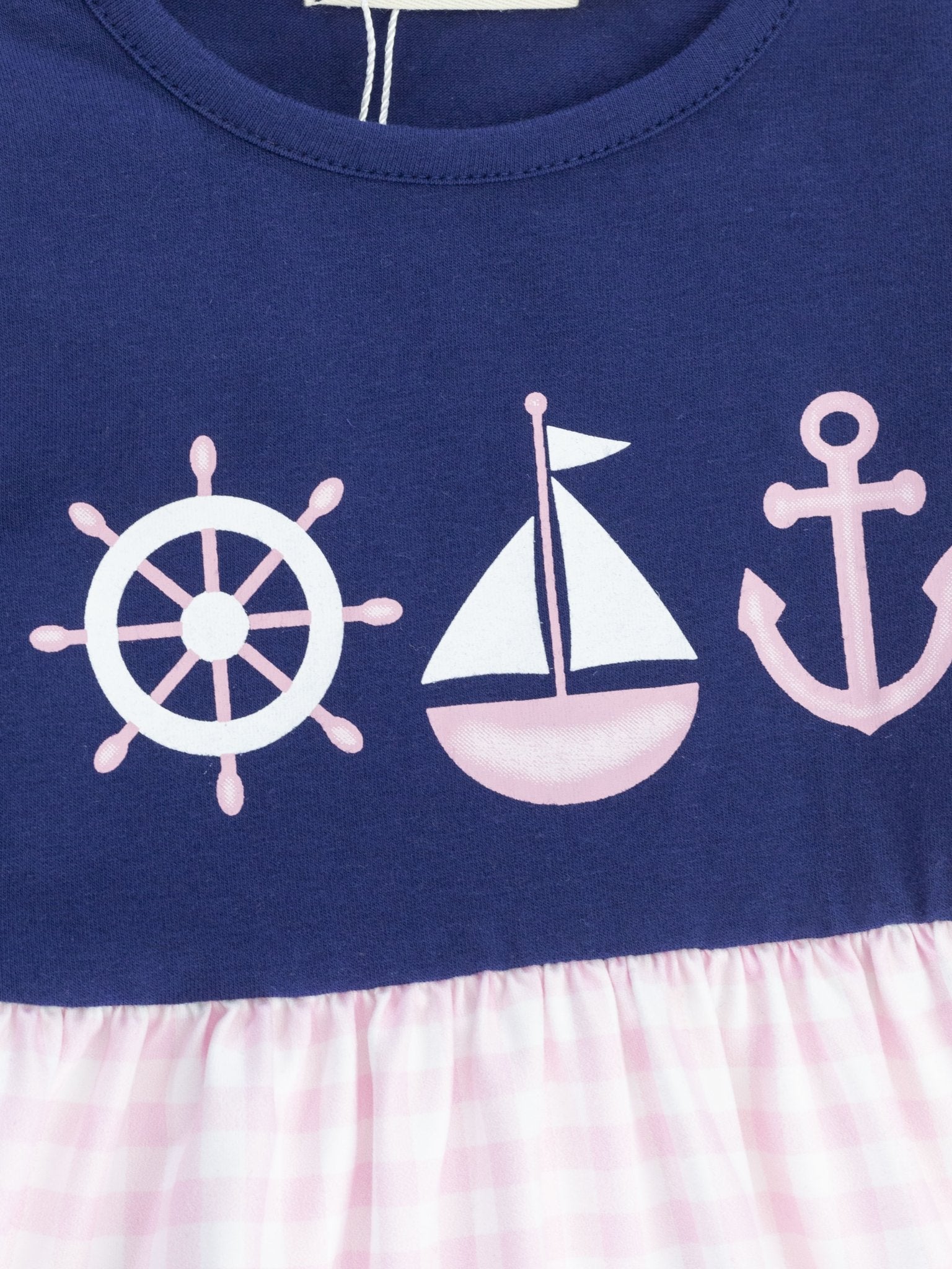 Gingham Sailboat Ruffle Bubble Romper - Marie Nicole Clothing