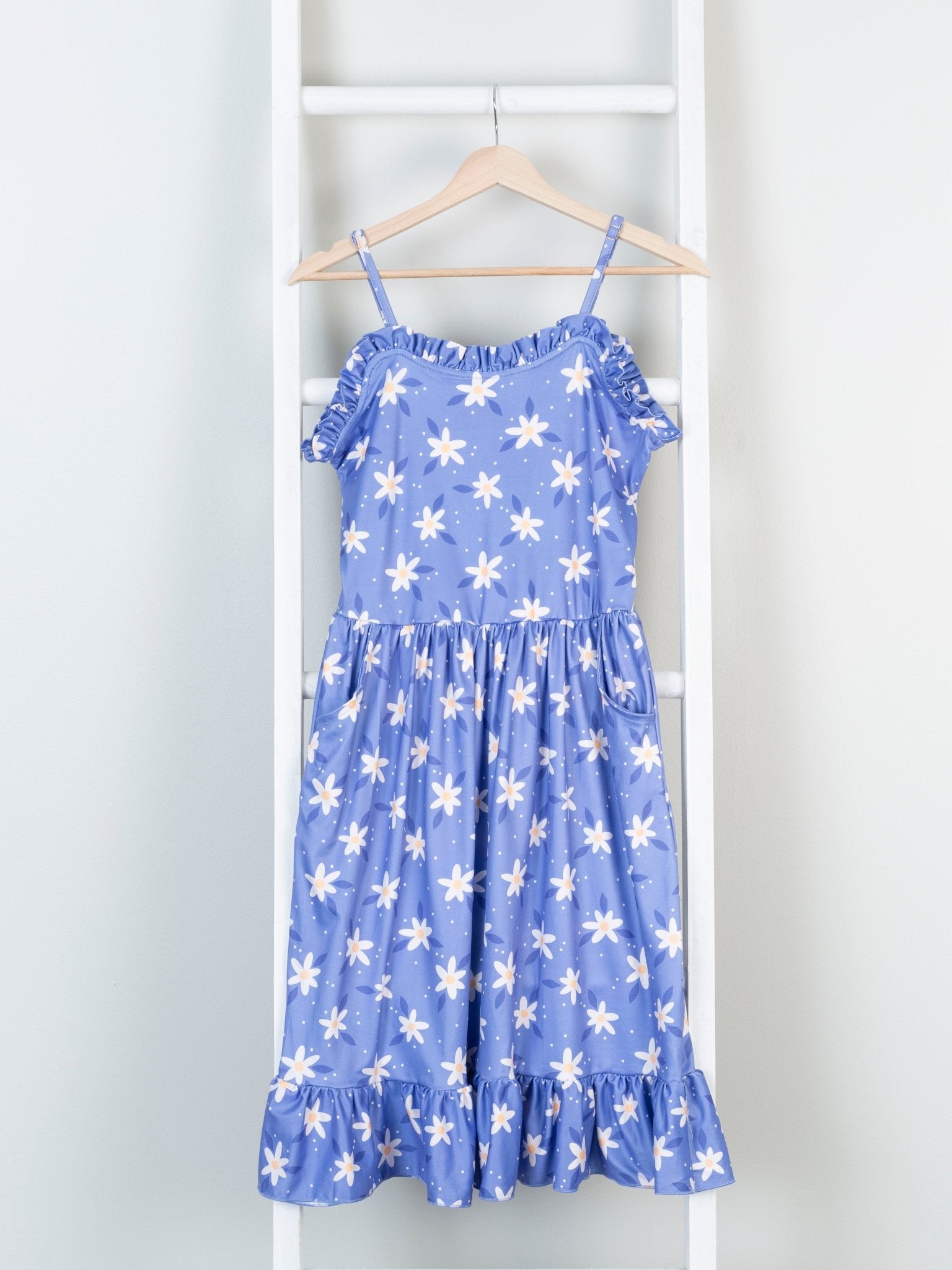 Mom & Me Periwinkle Daisy Tank Dress & Bubble - Marie Nicole Clothing