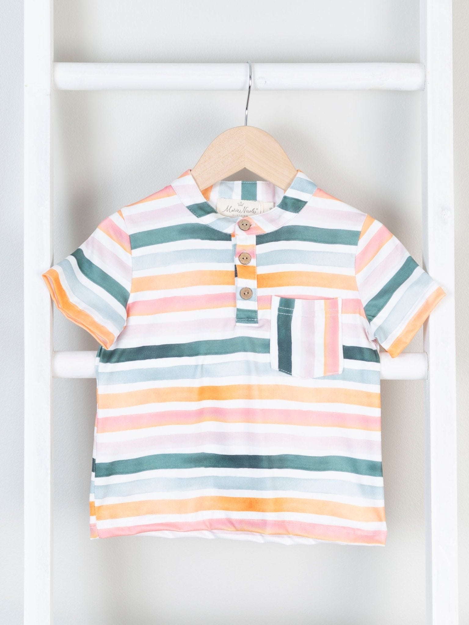 Stripe Pocket Polo & Romper - Marie Nicole Clothing