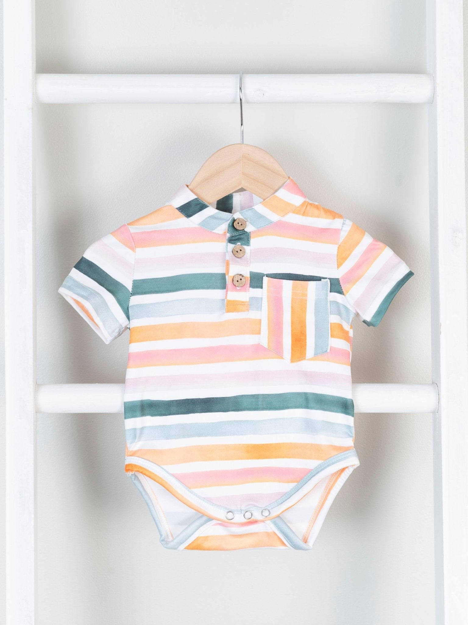 Stripe Pocket Polo & Romper - Marie Nicole Clothing