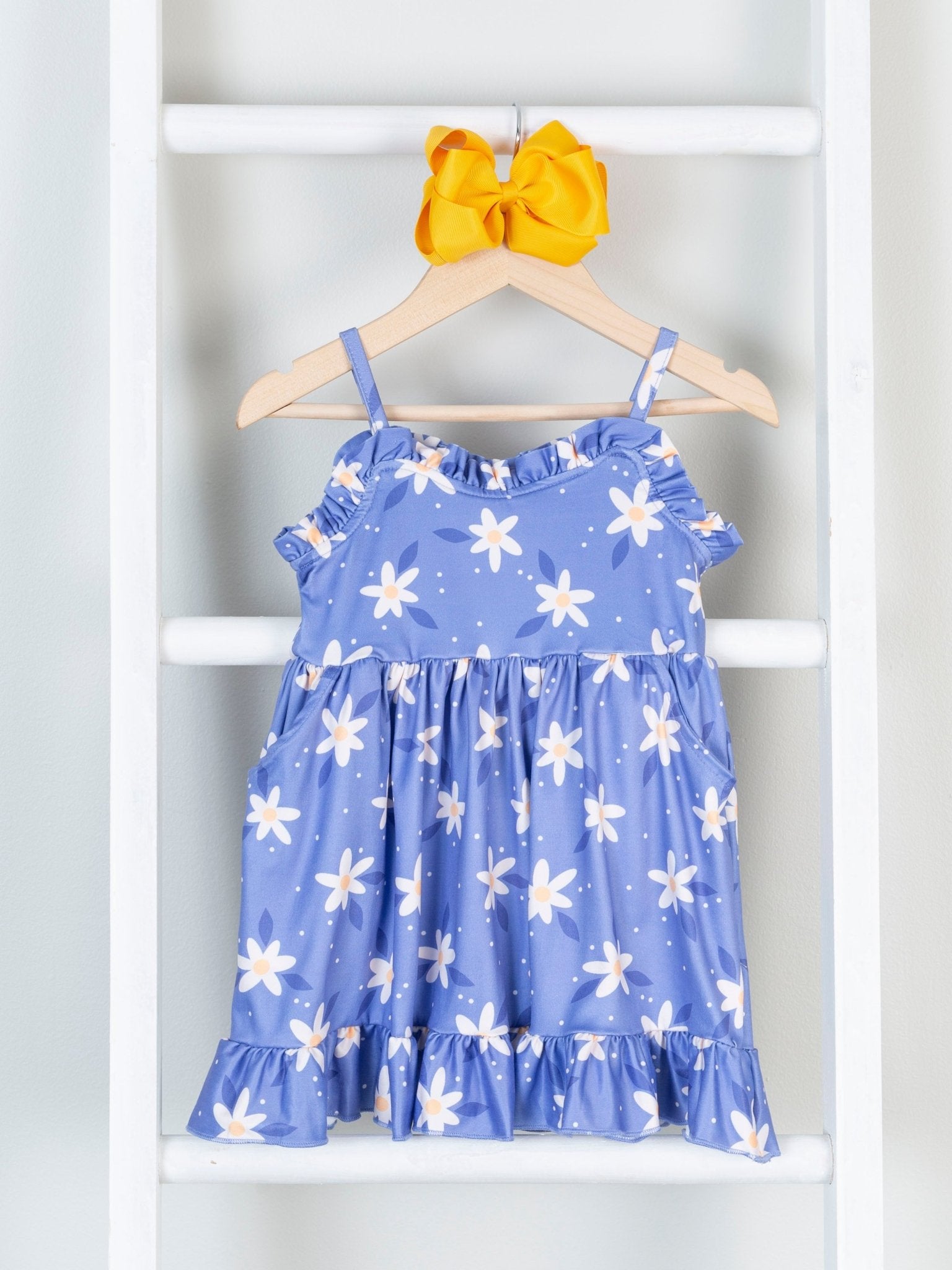 Mom & Me Periwinkle Daisy Tank Dress & Bubble - Marie Nicole Clothing