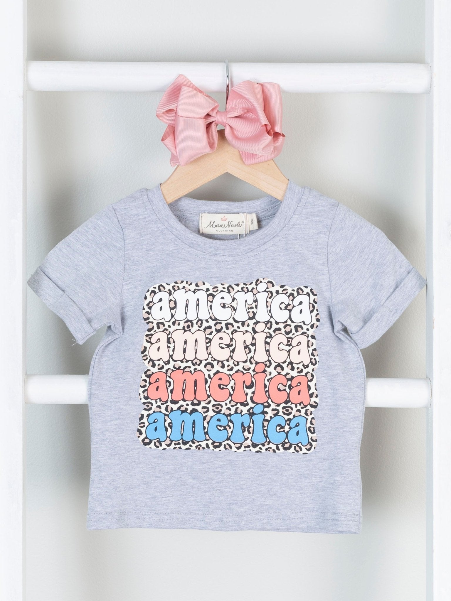 Mom & Me Leopard America Shirt - Marie Nicole Clothing