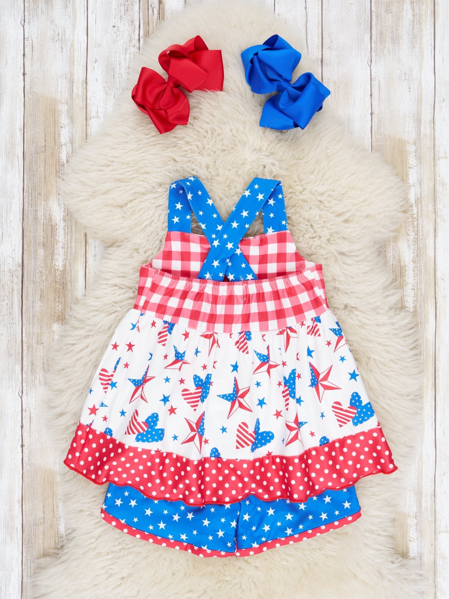 Stars & Stripes Heart Ruffle Outfit - Marie Nicole Clothing