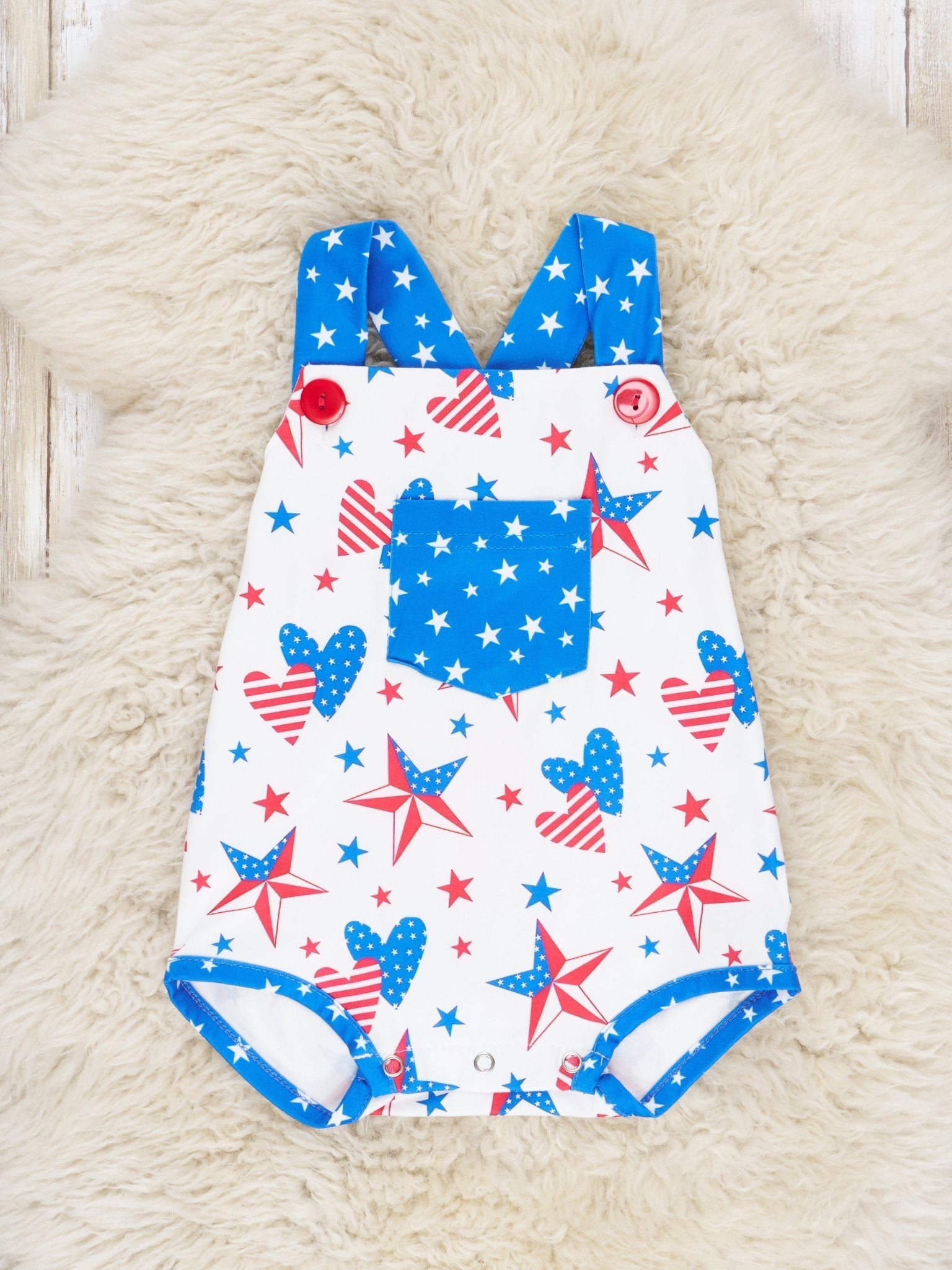 Stars & Stripes Heart Romper - Marie Nicole Clothing