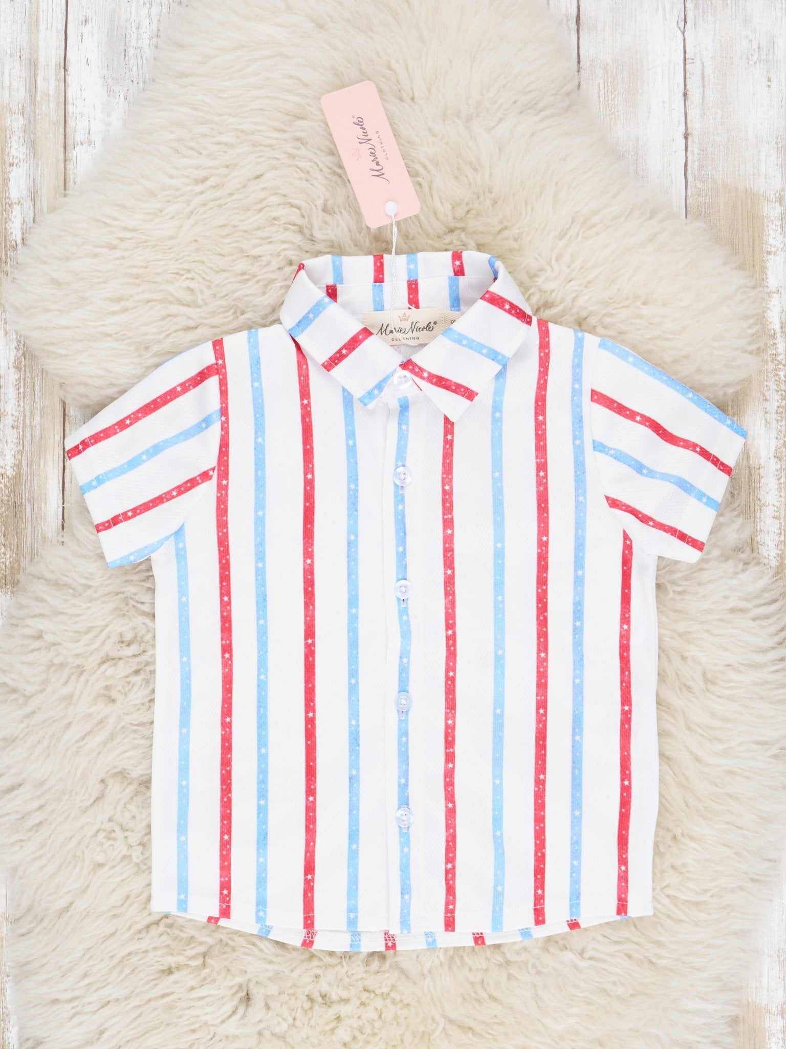 Red White & Blue Striped Polo - Marie Nicole Clothing