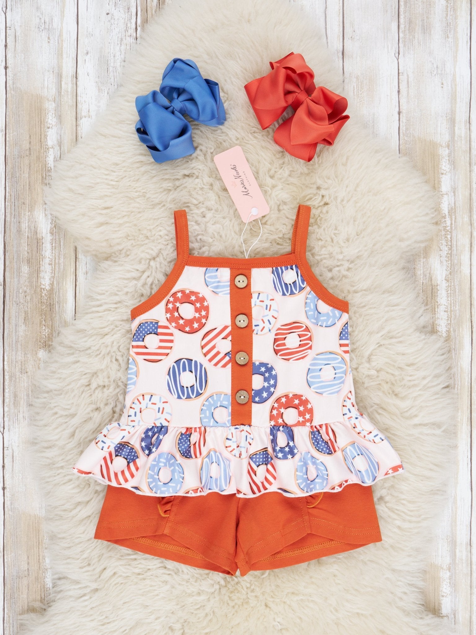 Patriotic Donut Ruffle Outfit - Marie Nicole Clothing