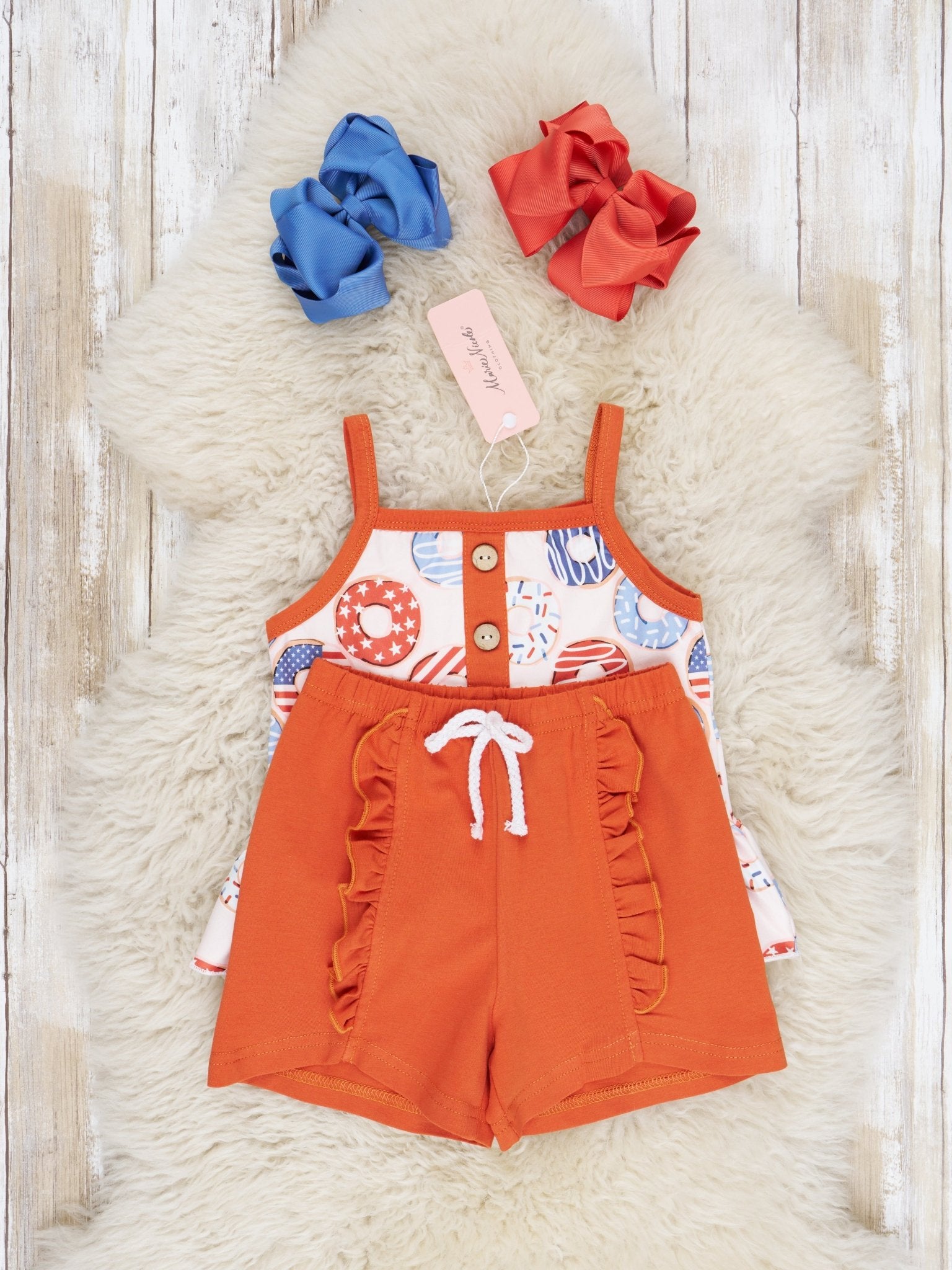 Patriotic Donut Ruffle Outfit - Marie Nicole Clothing